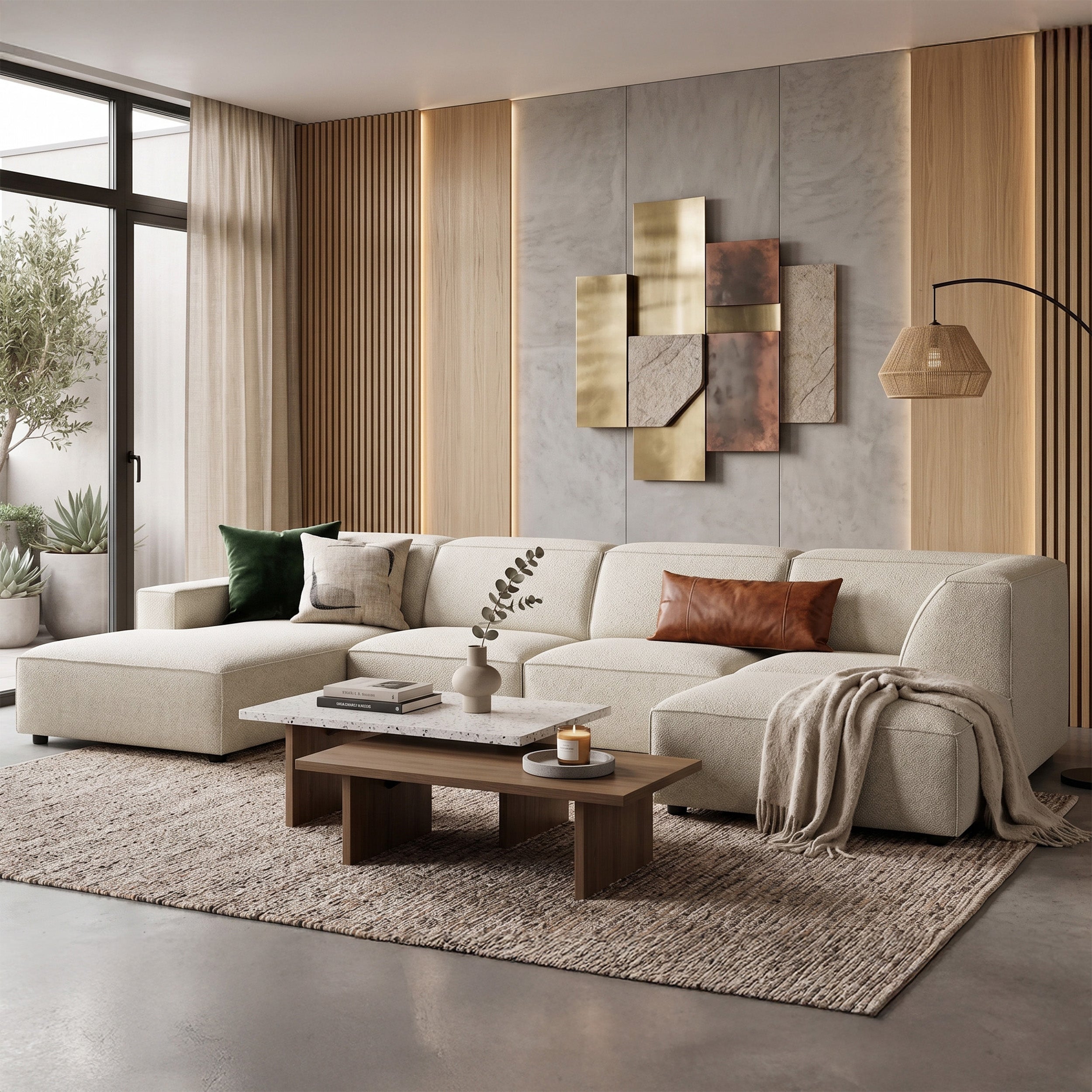 selsey-sellmo-u-form-modulares-ecksofa-creme-hydrophobe-chenille-mit-ottomane-re image 2