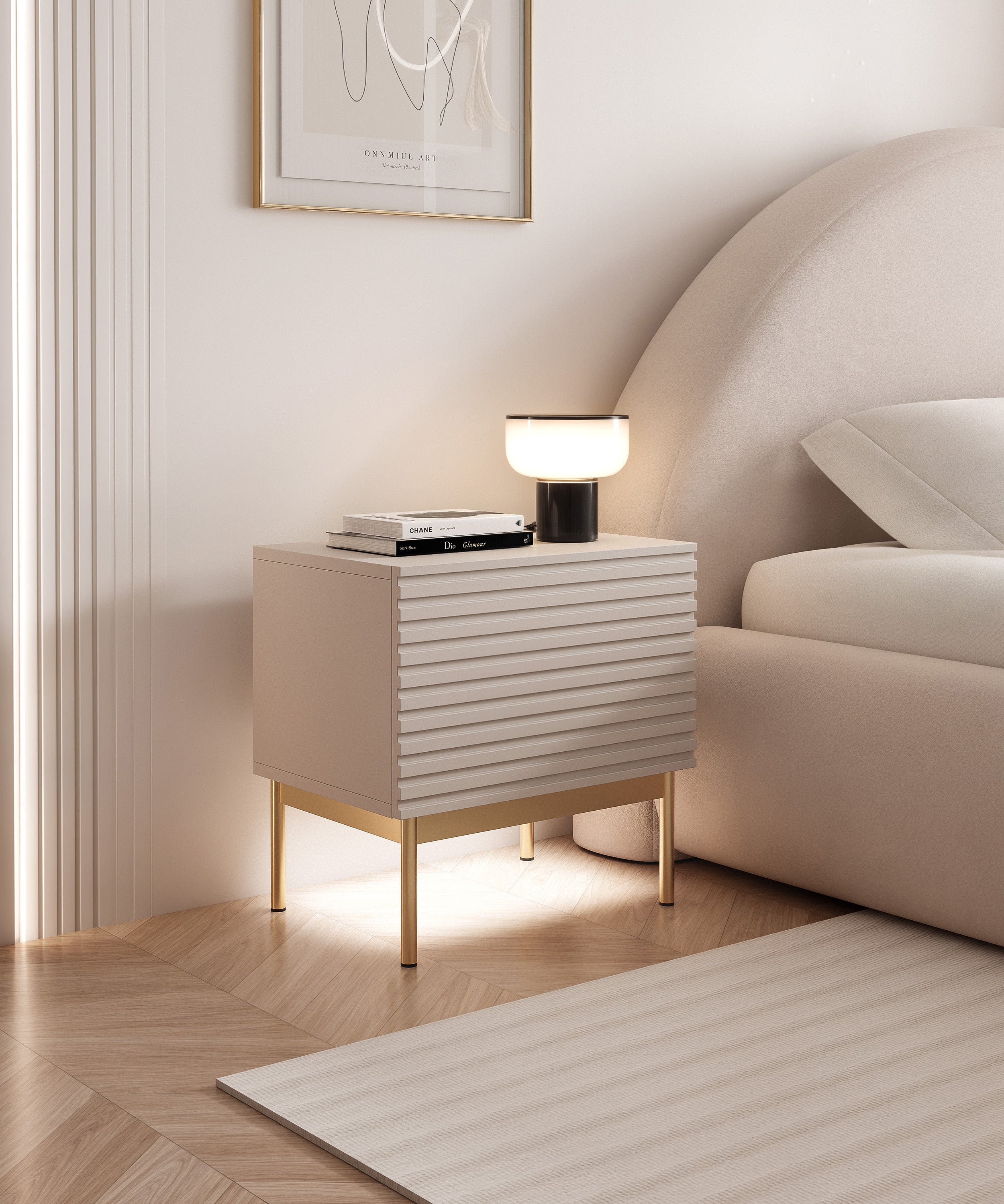 selsey-linearis-nachttisch-mit-klappfach-und-led-beleuchtung-46-cm-kaschmir-gold image 2