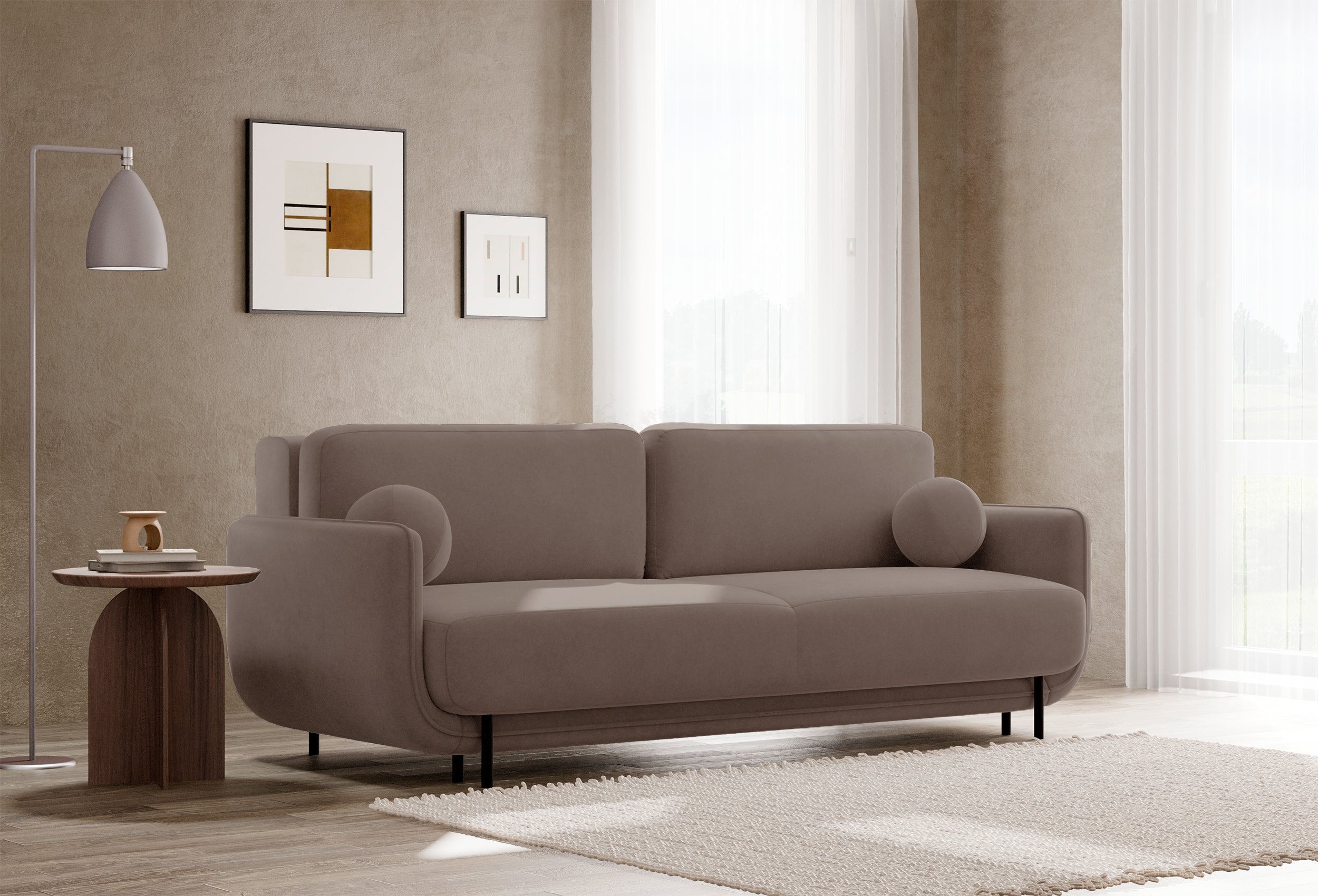 selsey-ovals-dreisitziges-ausklappbares-sofa-hellbrauner-samt image 2