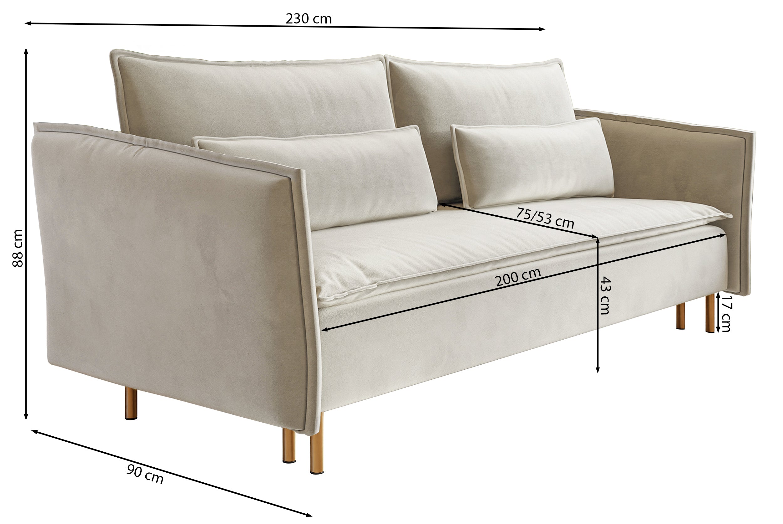 selsey-ummo-dreisitziges-ausklappbares-sofa-mit-stauraum-grau-beige-samt-goldene image 7