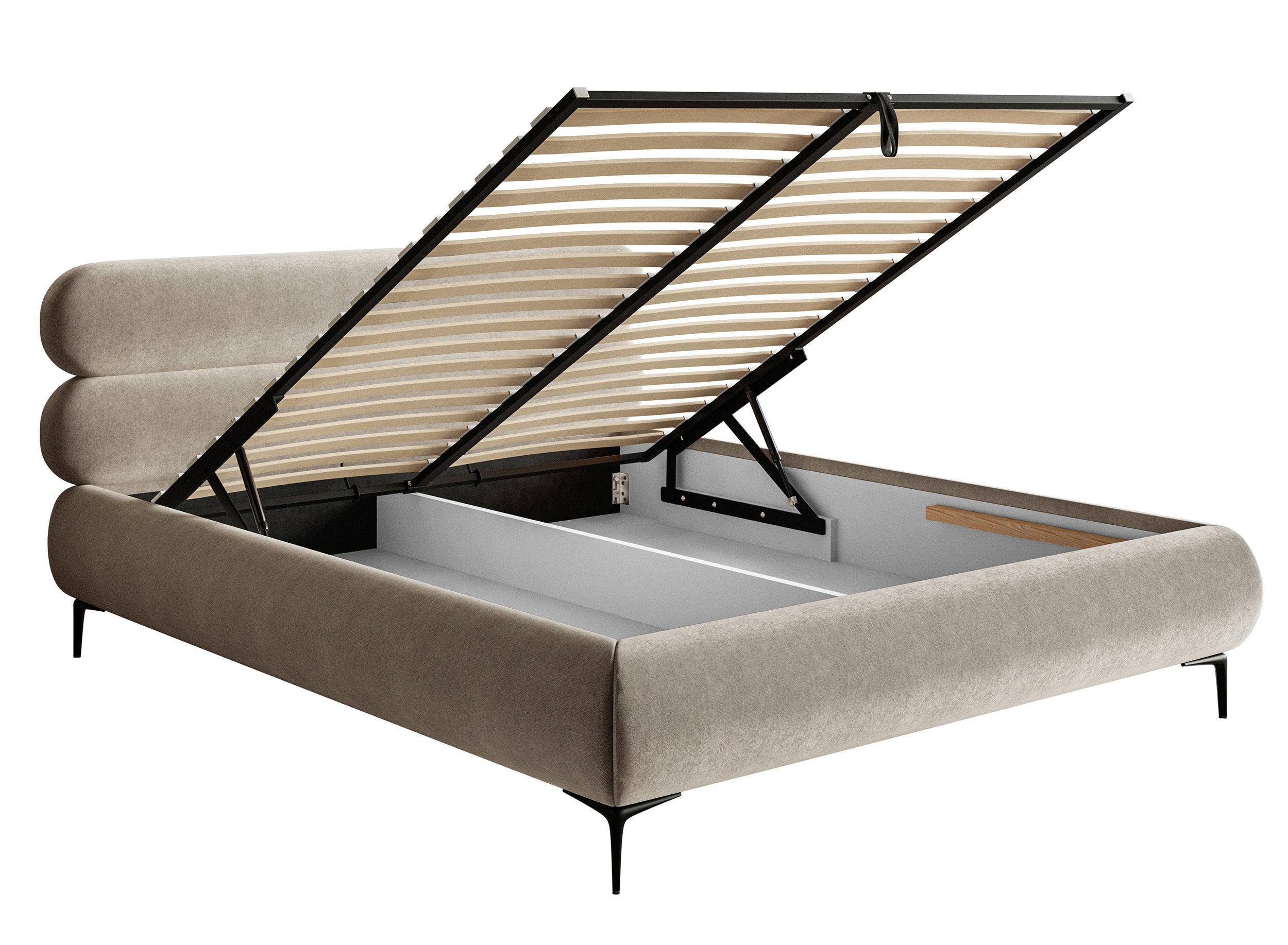 selsey-roule-polsterbett-140x200-cm-mit-stauraum-hellbeiger-samt-schwarze-beine image 7
