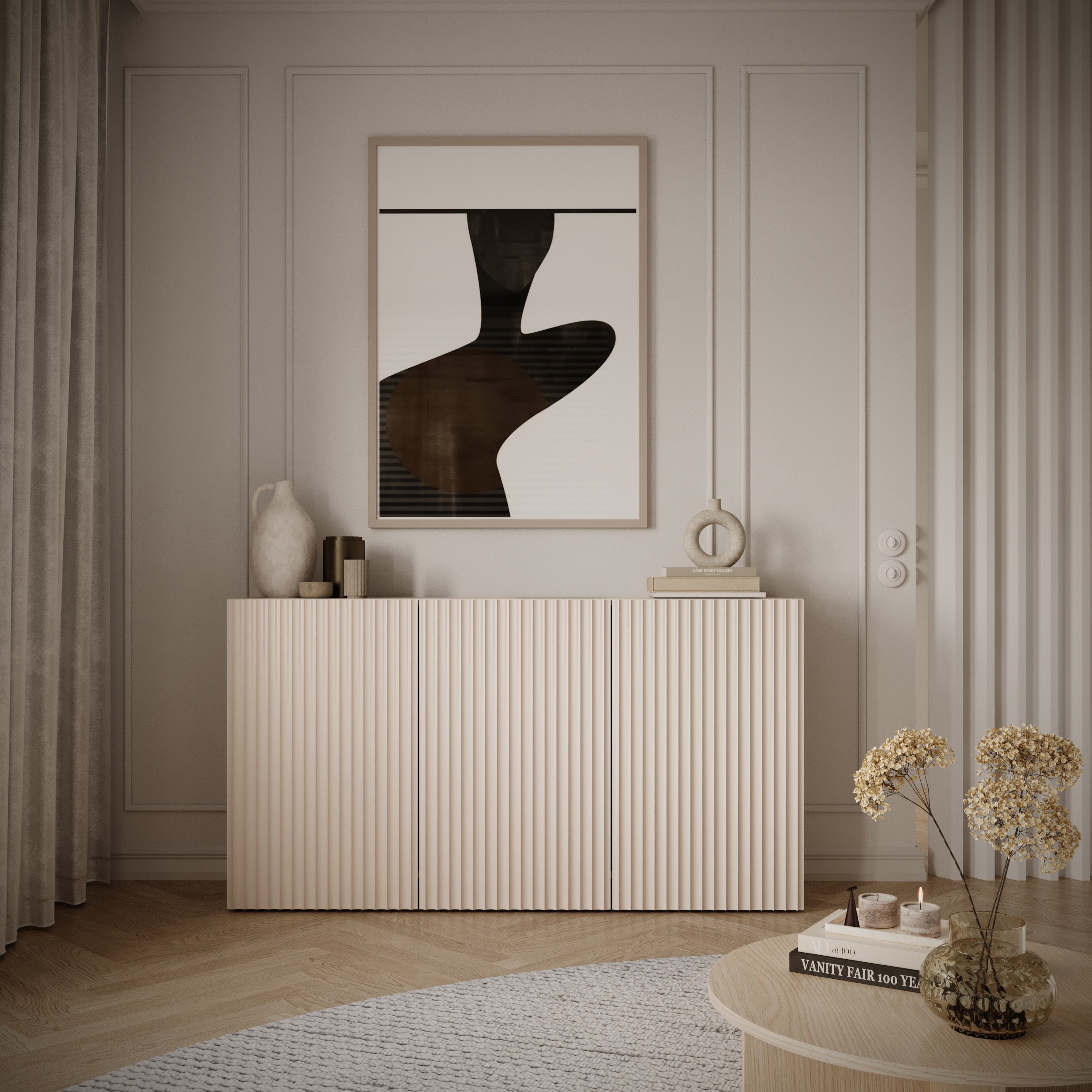 selsey-sunds-dreht-r-kommode-150-cm-kaschmir-mit-gerillten-fronten image 3