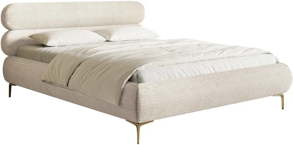 selsey-roule-cord-gepolstertes-bett-160x200-cm-hellbeige-goldene-beine image 1