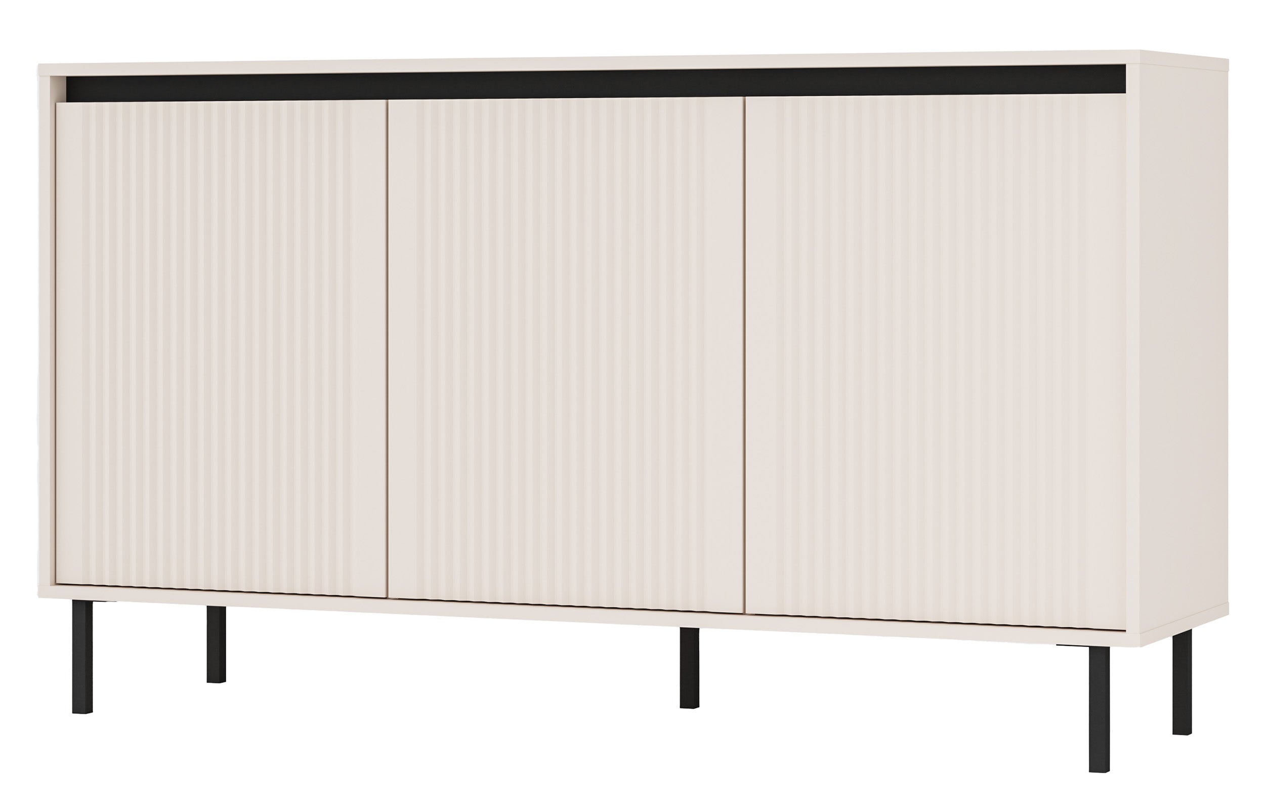 selsey-osaka-dreht-r-kommode-149-cm-sandbeige-mit-gerillten-fronten-auf-schwarze image 1