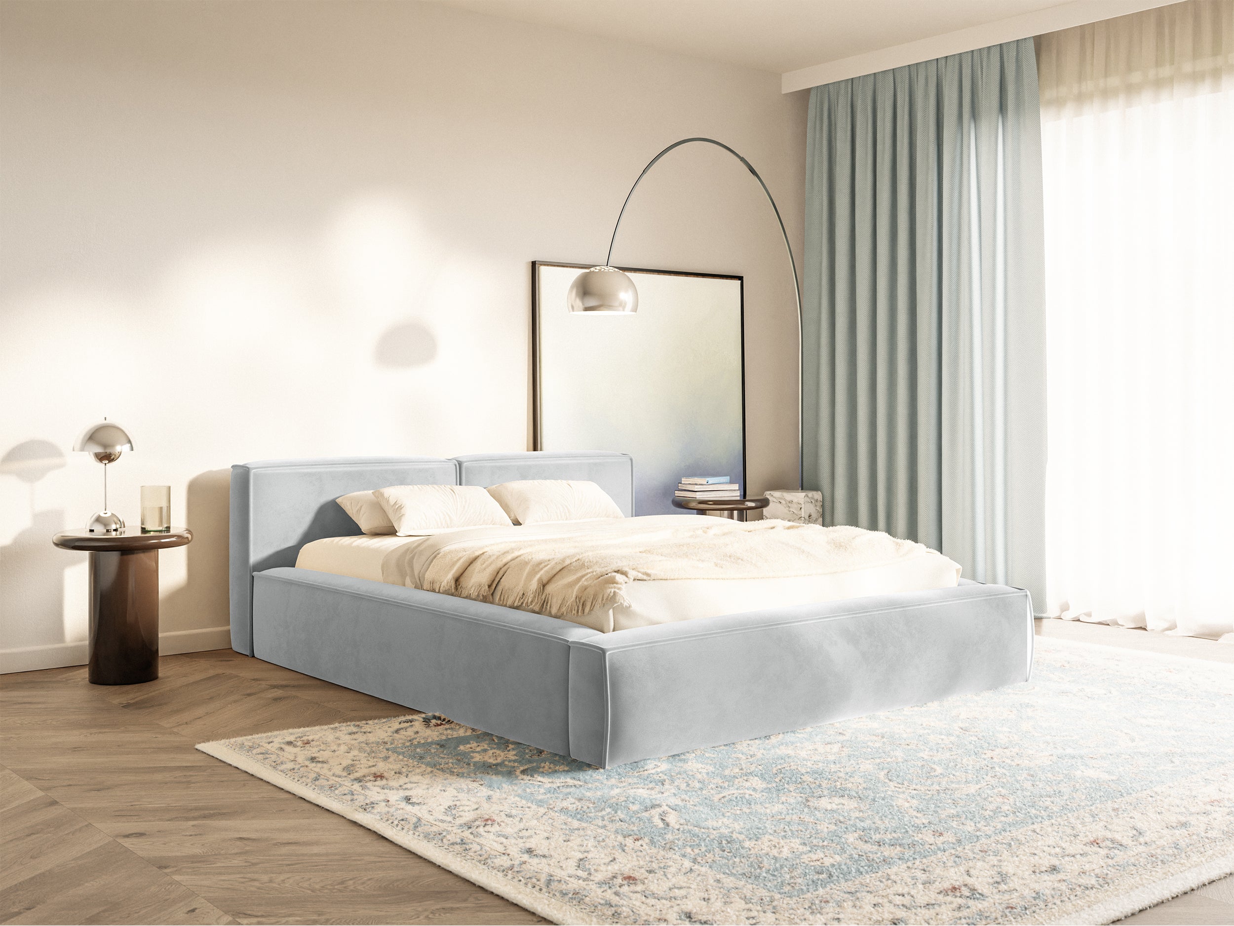 selsey-tilves-slim-low-polsterbett-160x200-cm-mit-stauraum-hellgrauer-samt image 2