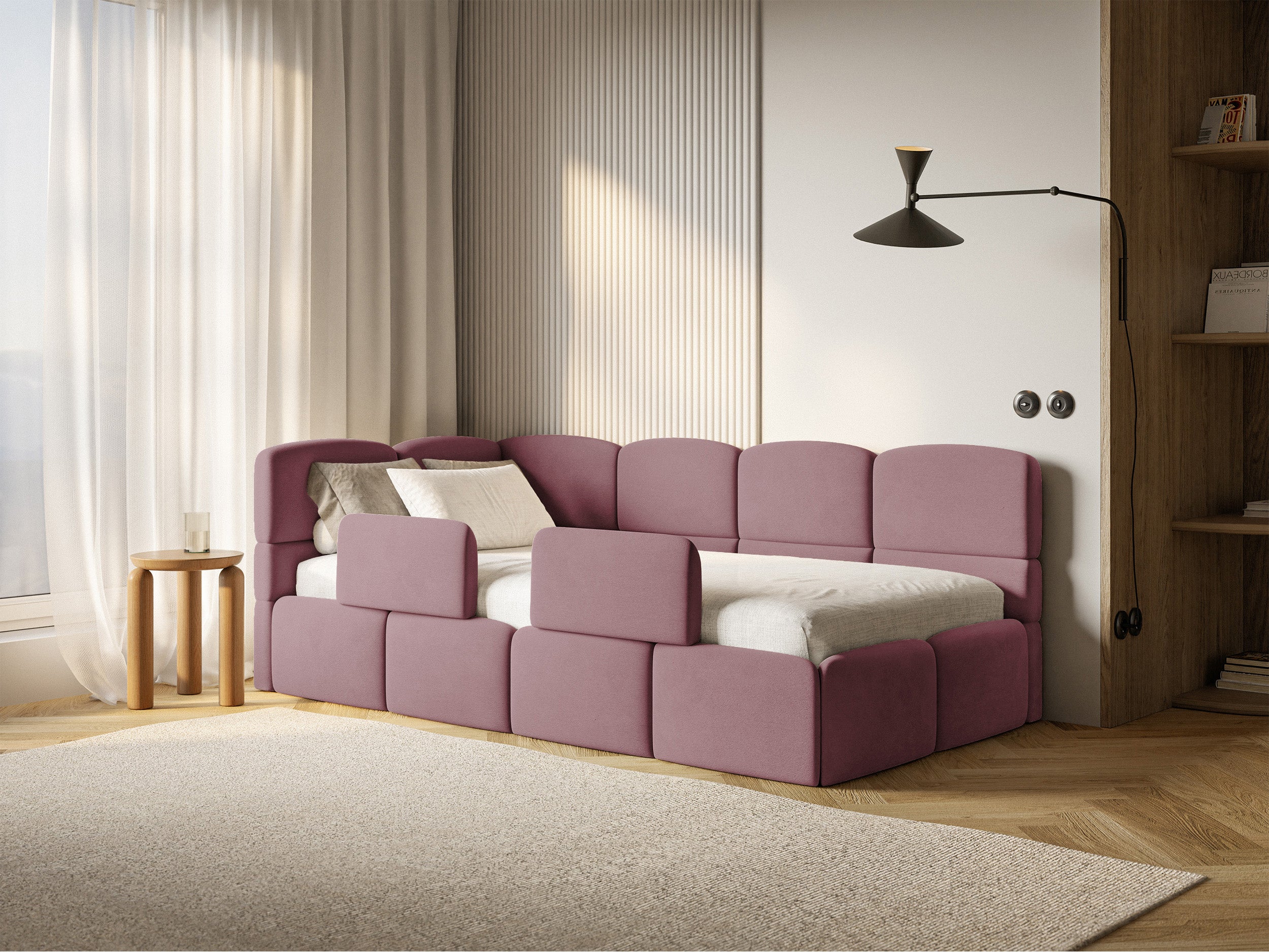selsey-cloudy-jugendbett-90x200-cm-links-rosa-velours-mit-matratze-und-stauraum image 4