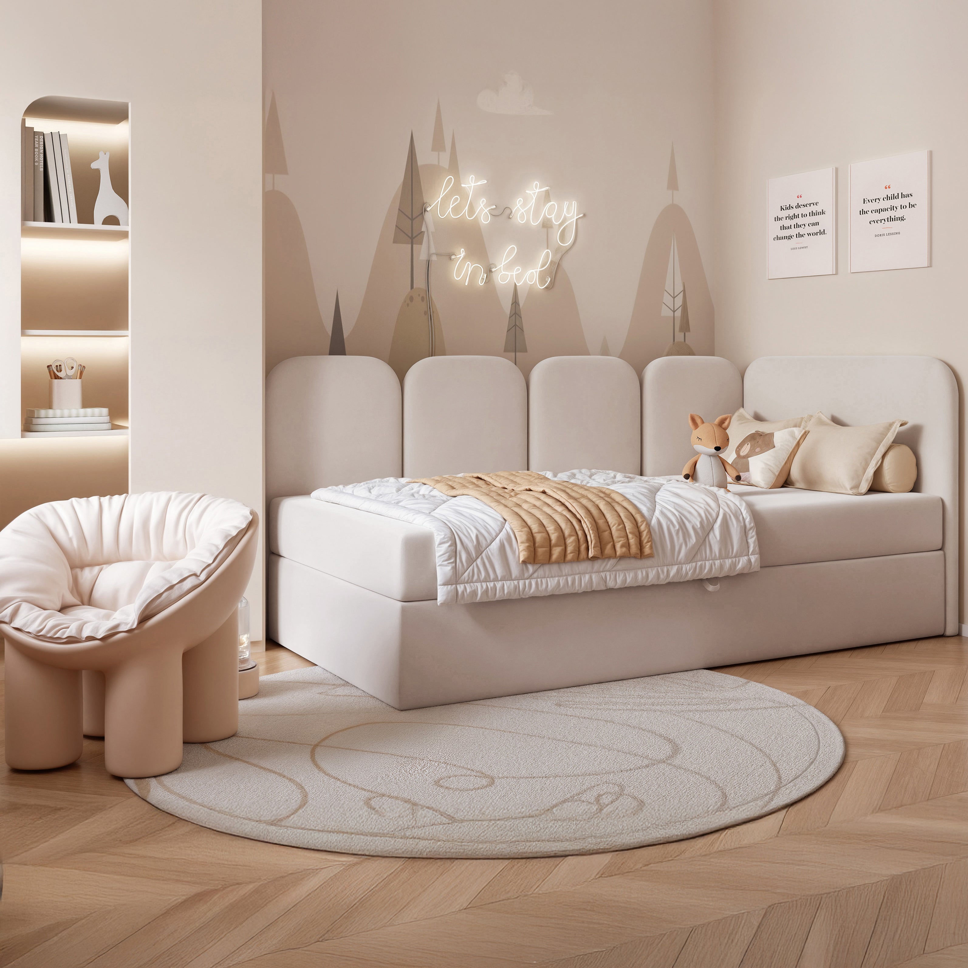 selsey-nubini-jugendbett-90x200-cm-rechts-velours-hellbeige image 2