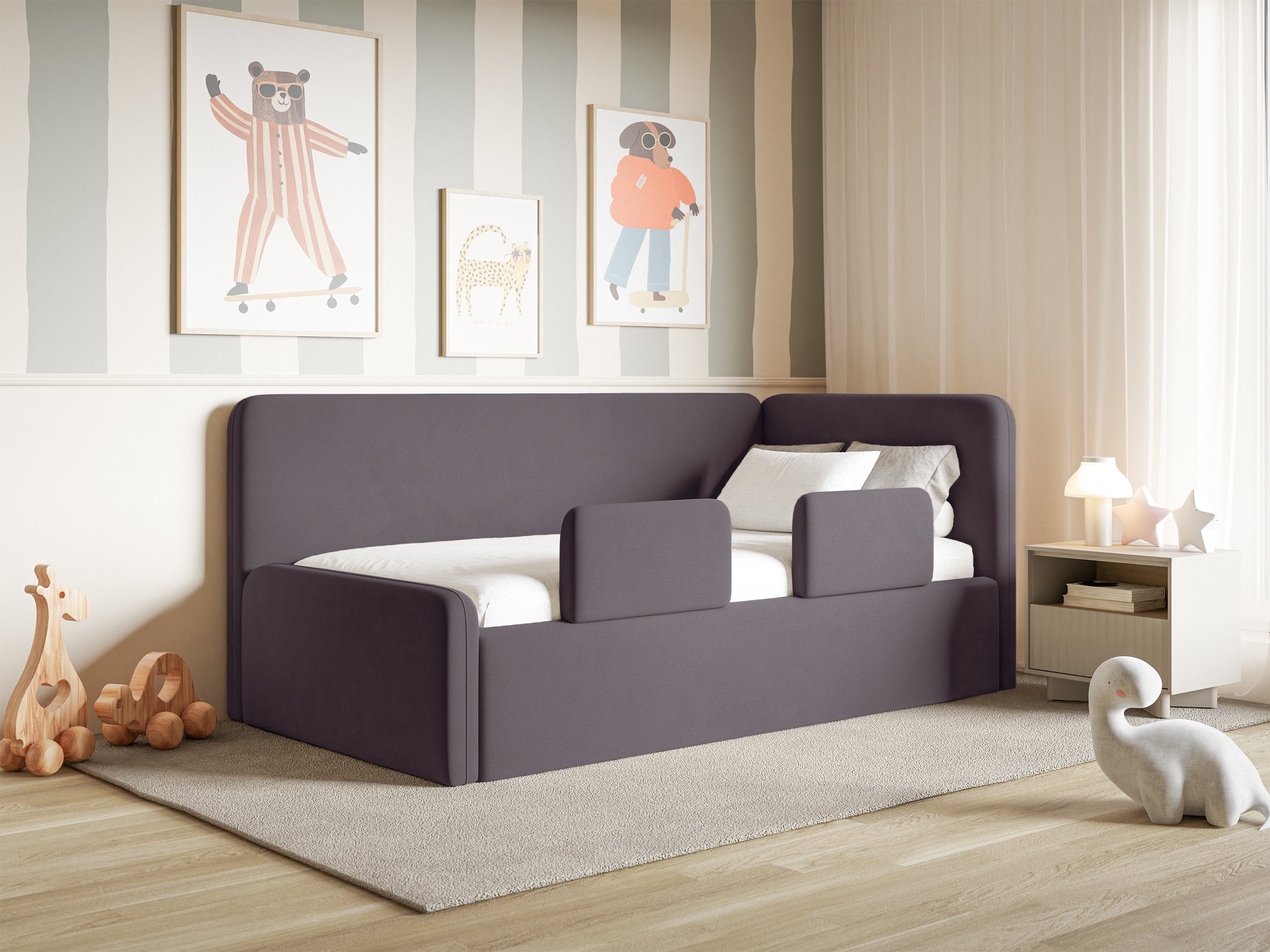 selsey-fanklo-jugendbett-90x200-cm-rechtsseitig-mit-stauraum-violetter-velours image 2