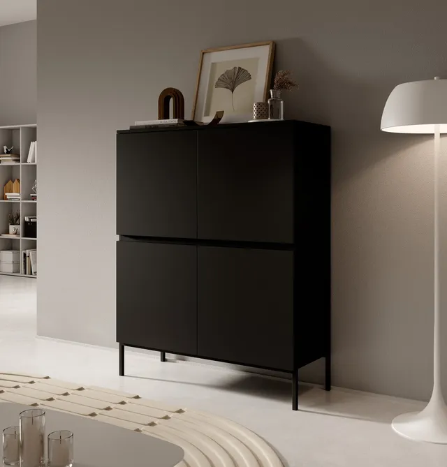 selsey-bemmi-hohe-kommode-100-cm-schwarz-mit-schwarzen-beinen image 1