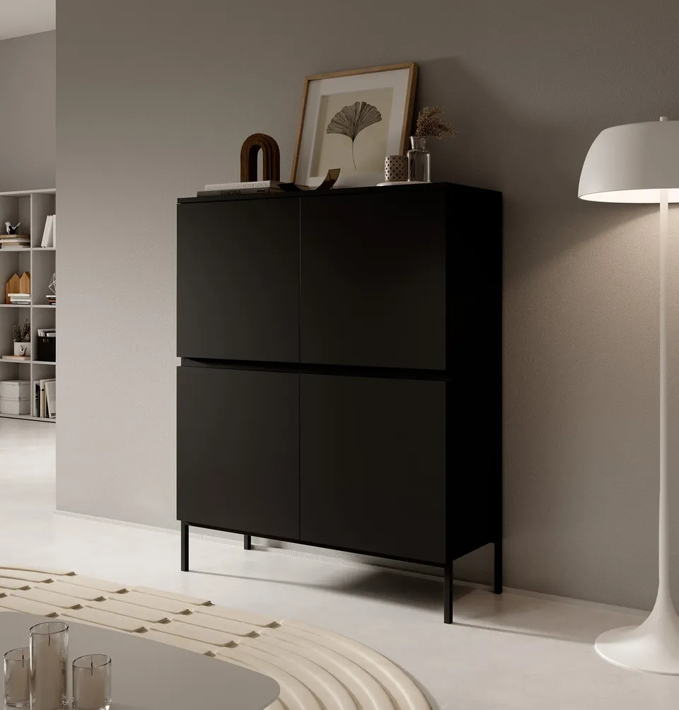 selsey-bemmi-hohe-kommode-100-cm-schwarz-mit-schwarzen-beinen image 1