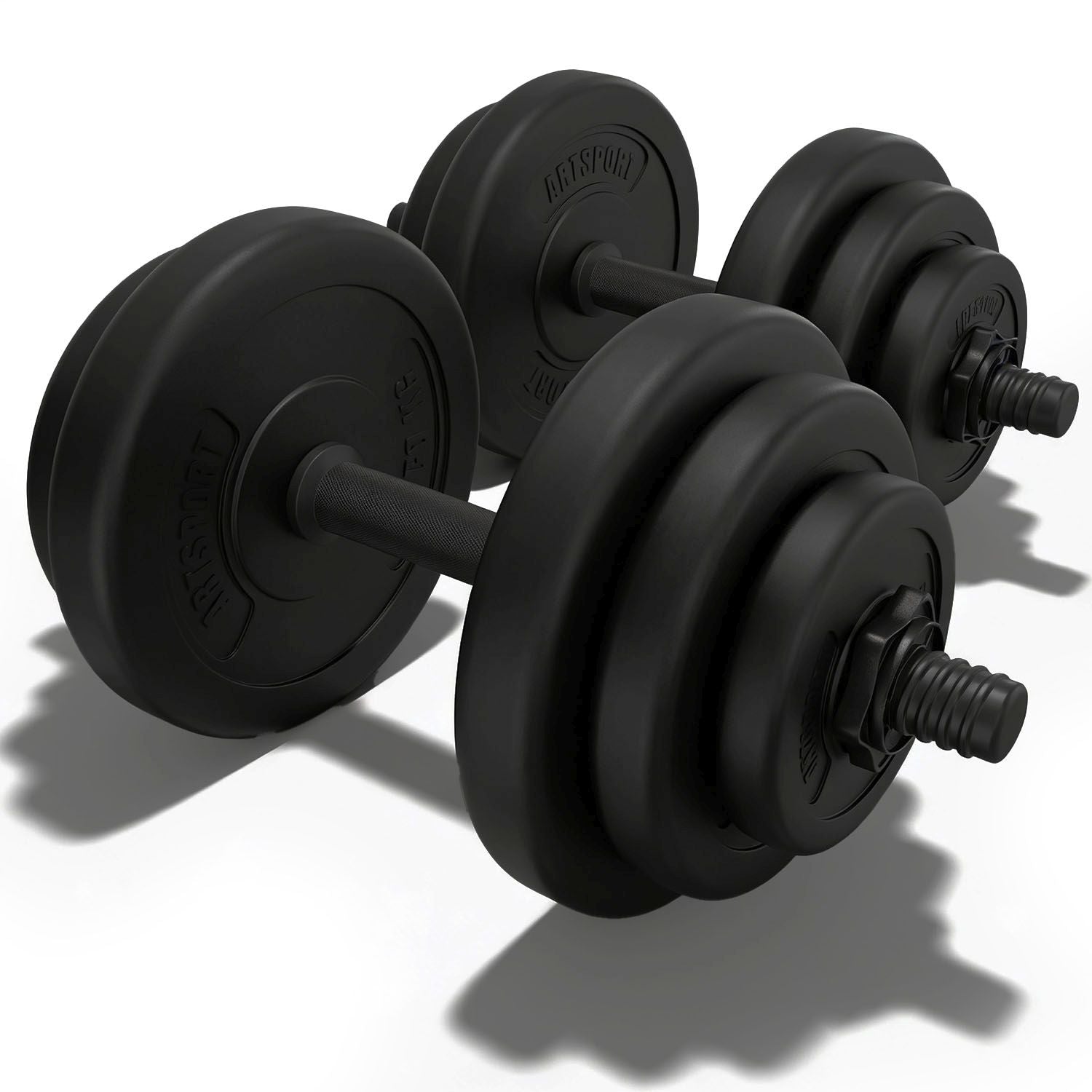 artsport-kurzhantelset-20-kg-2-hantelstangen-mit-12-gewichtsscheiben image 2