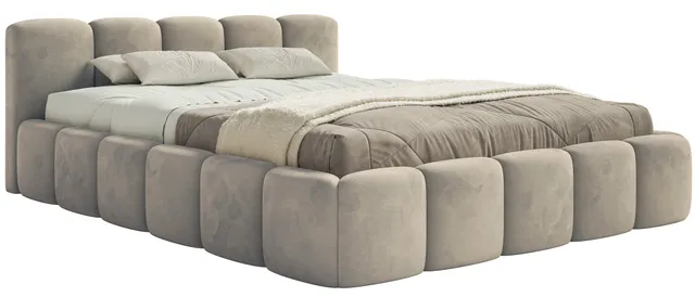 selsey-cloudy-low-polsterbett-140x200-cm-mit-stauraum-grau-beiger-samt-metallrah image 1