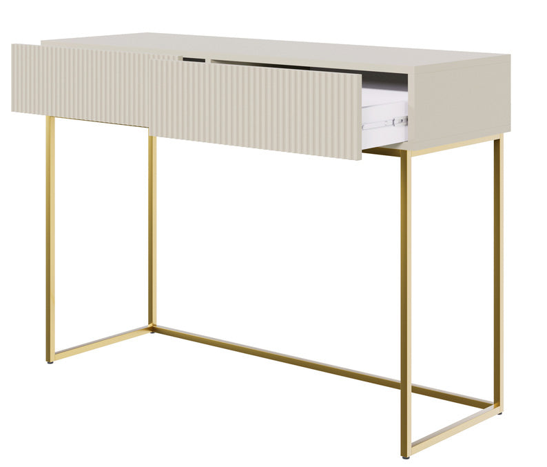 selsey-veldio-schminktisch-110-cm-grau-beige-mit-goldenen-beinen-und-2-schublade image 2