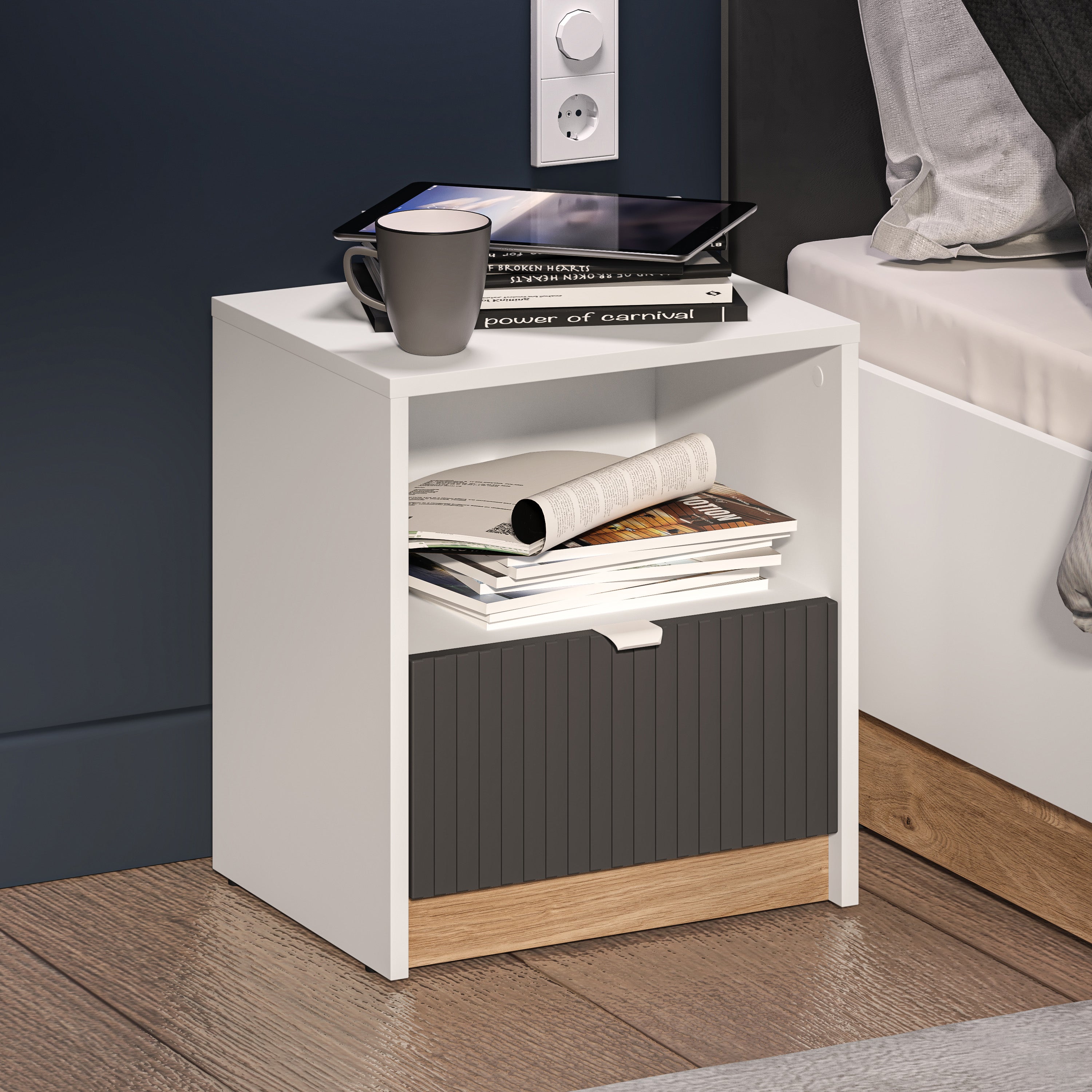 selsey-torino-nachttisch-43-cm-mit-schublade-eiche-honey-wei-grafit image 2