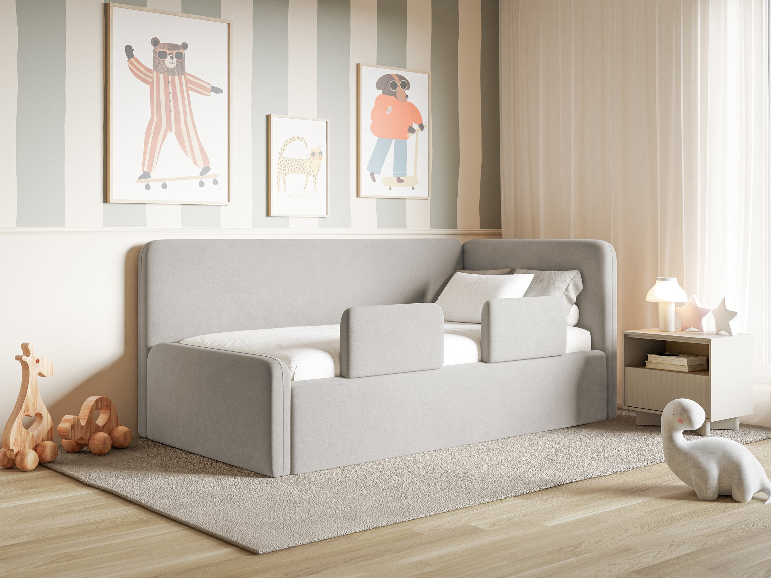 selsey-fanklo-jugendbett-90x200-cm-rechtsseitig-mit-stauraum-hellgrauer-velours image 2