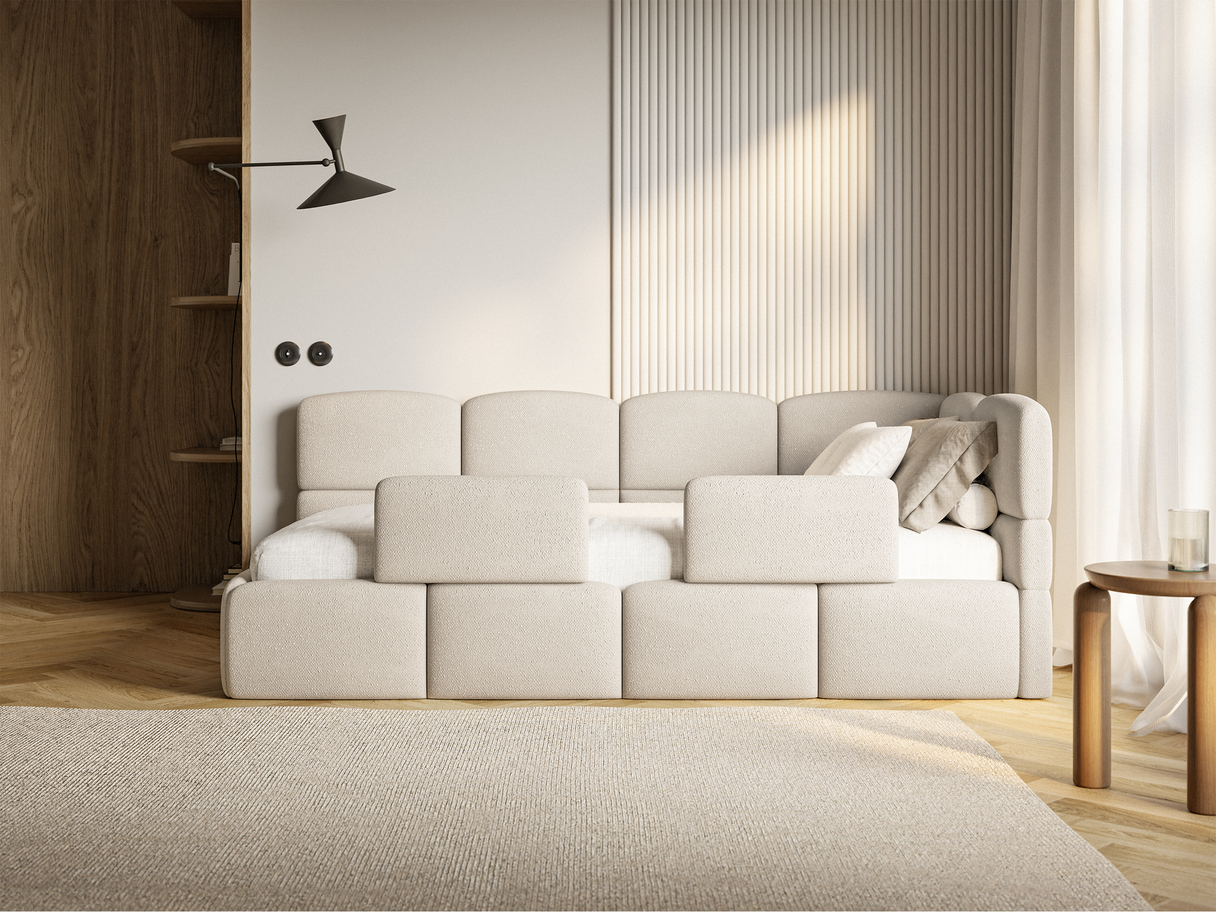 selsey-cloudy-jugendbett-90x200-cm-rechts-creme-chenille-mit-matratze-und-staura image 5