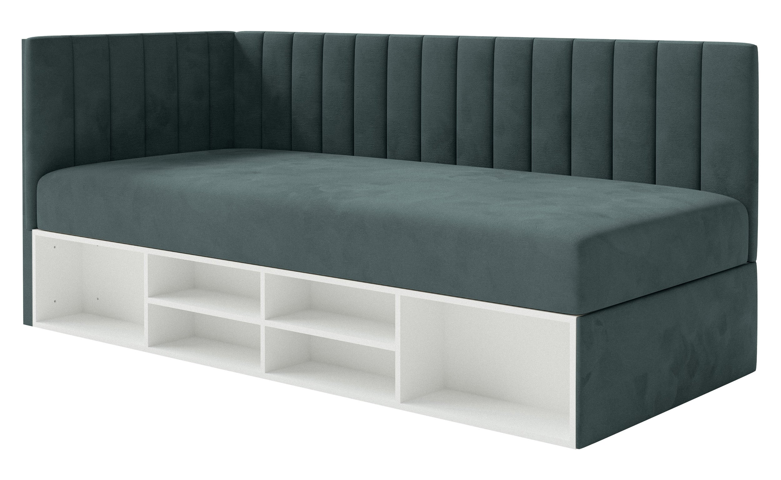 selsey-ventrio-jugendbett-90x200-cm-links-mit-stauraum-blau-grau-velours image 1