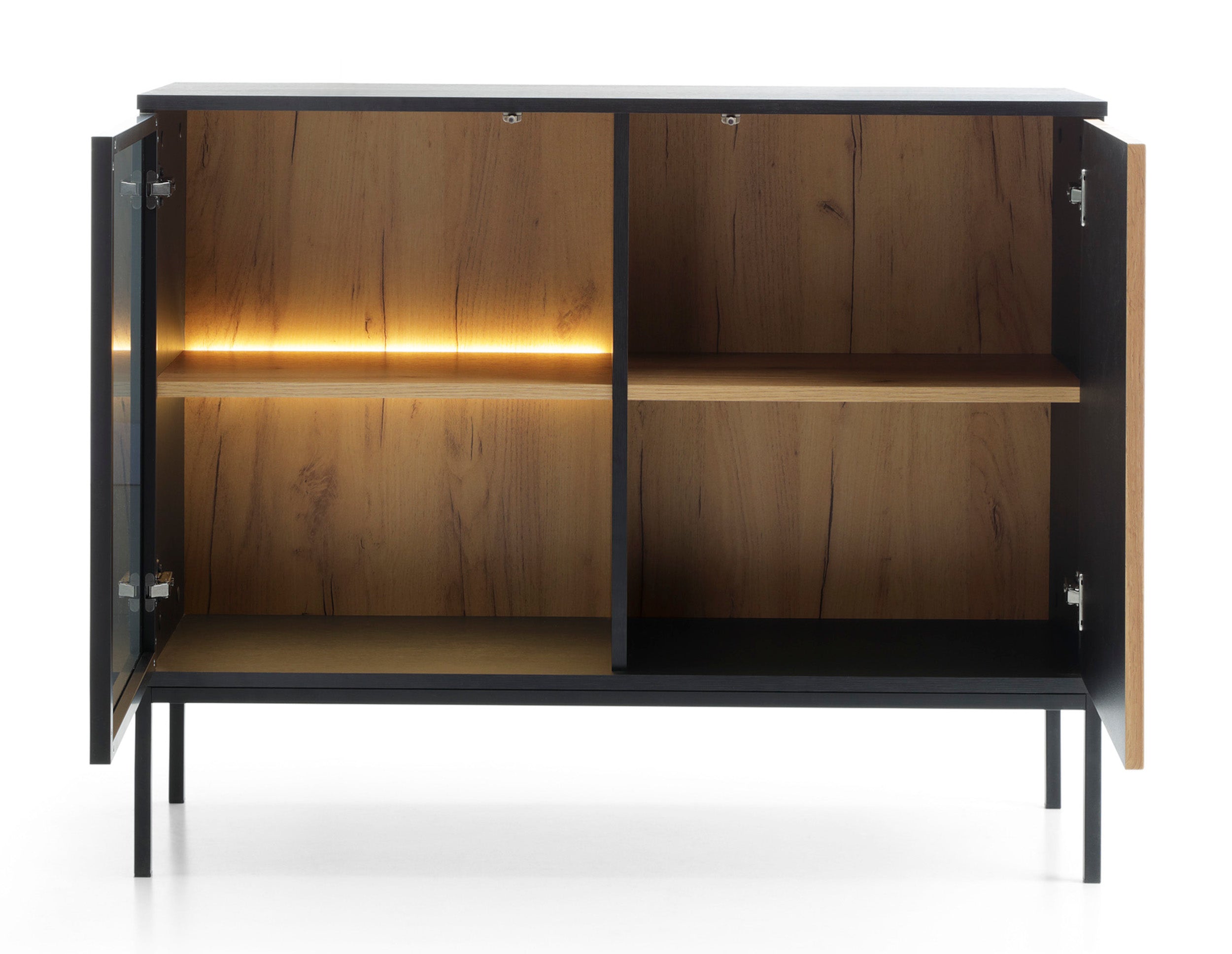 selsey-tosena-kommode-mit-2-t-ren-und-led-beleuchtung-104-cm-schwarz-wotan-eiche image 8
