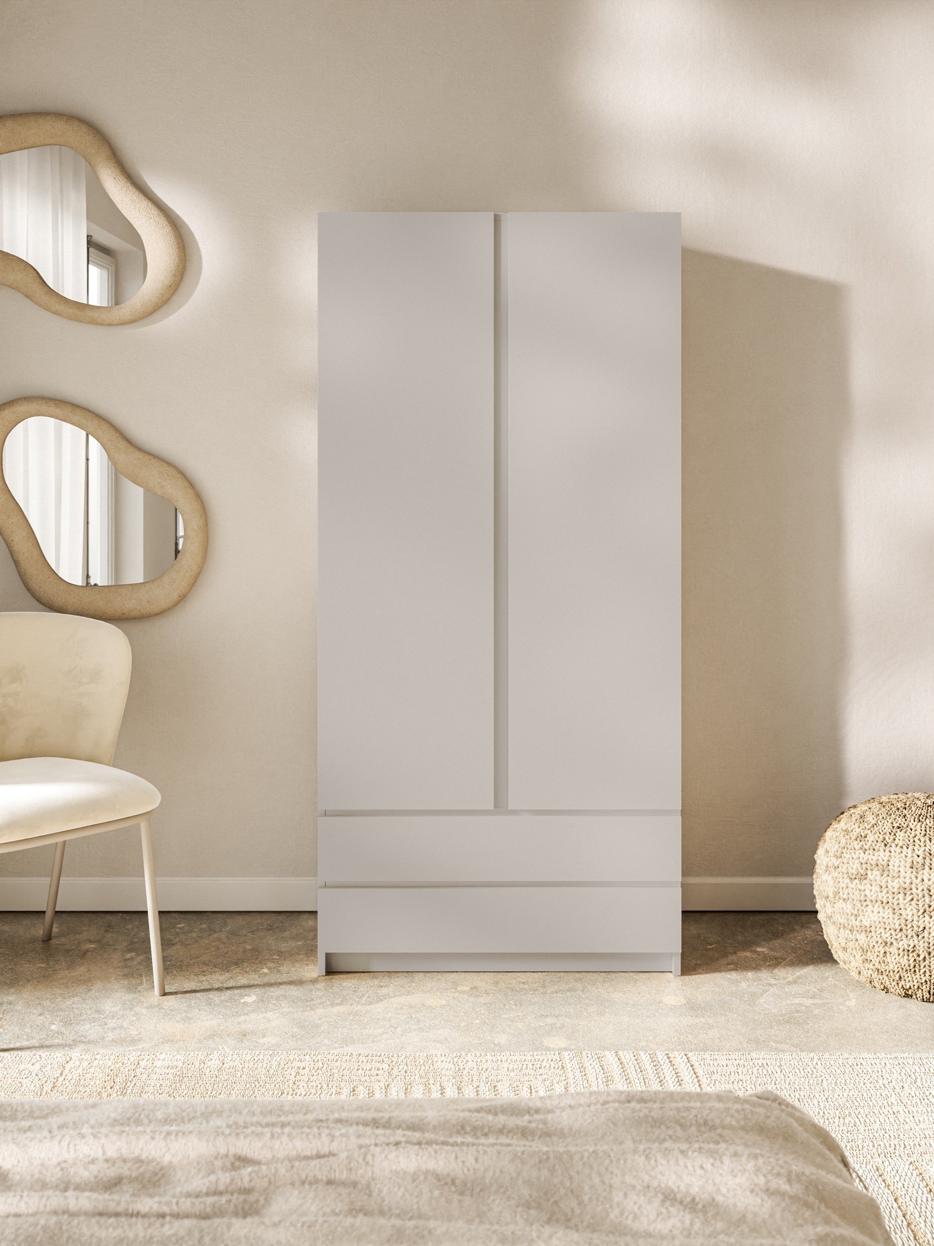 selsey-bemmi-garderobenschrank-zweit-rig-100-cm-kaschmir-mit-zwei-schubladen image 2