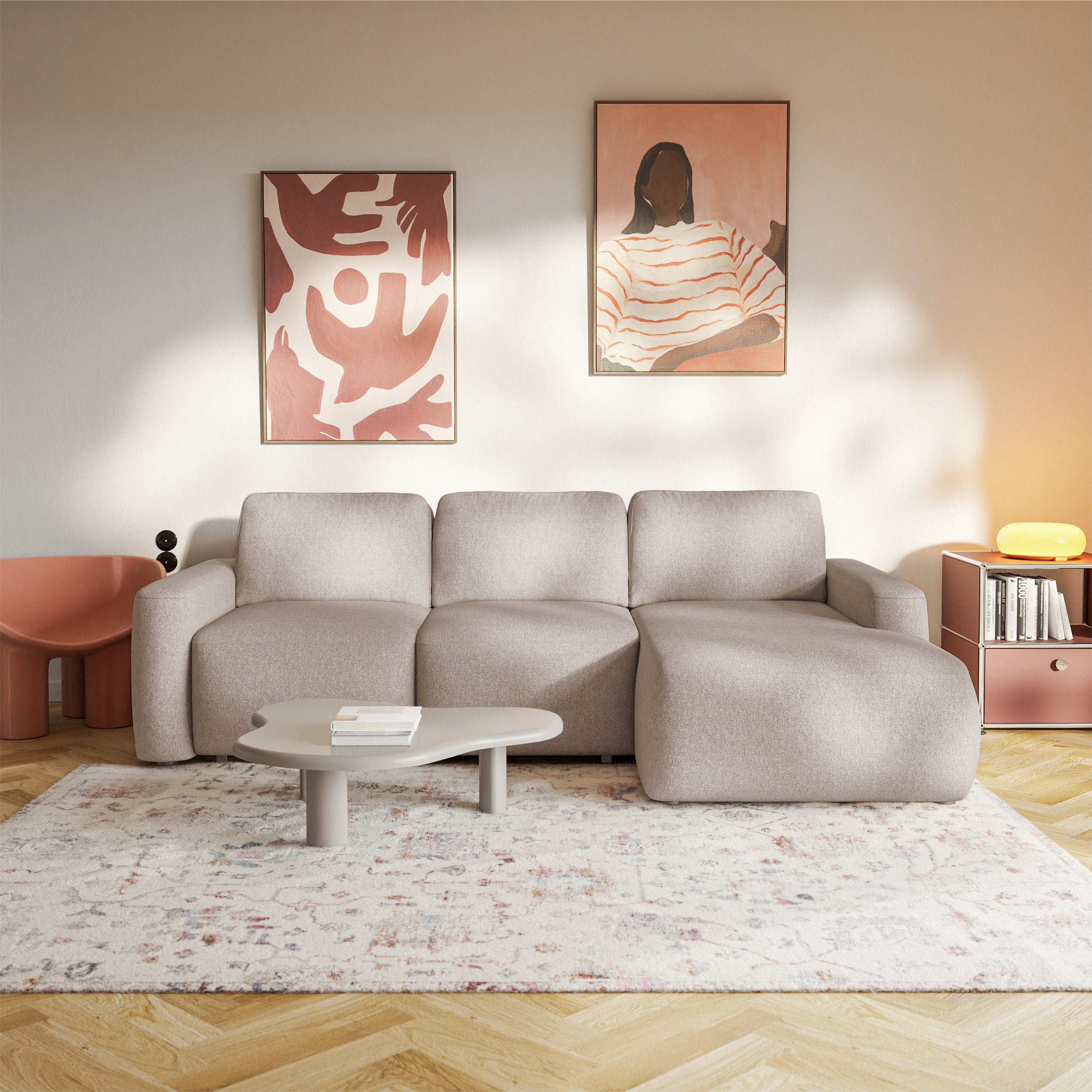selsey-carnos-mini-ecksofa-l-form-rechts-mit-schlaffunktion-beige-chenille image 2
