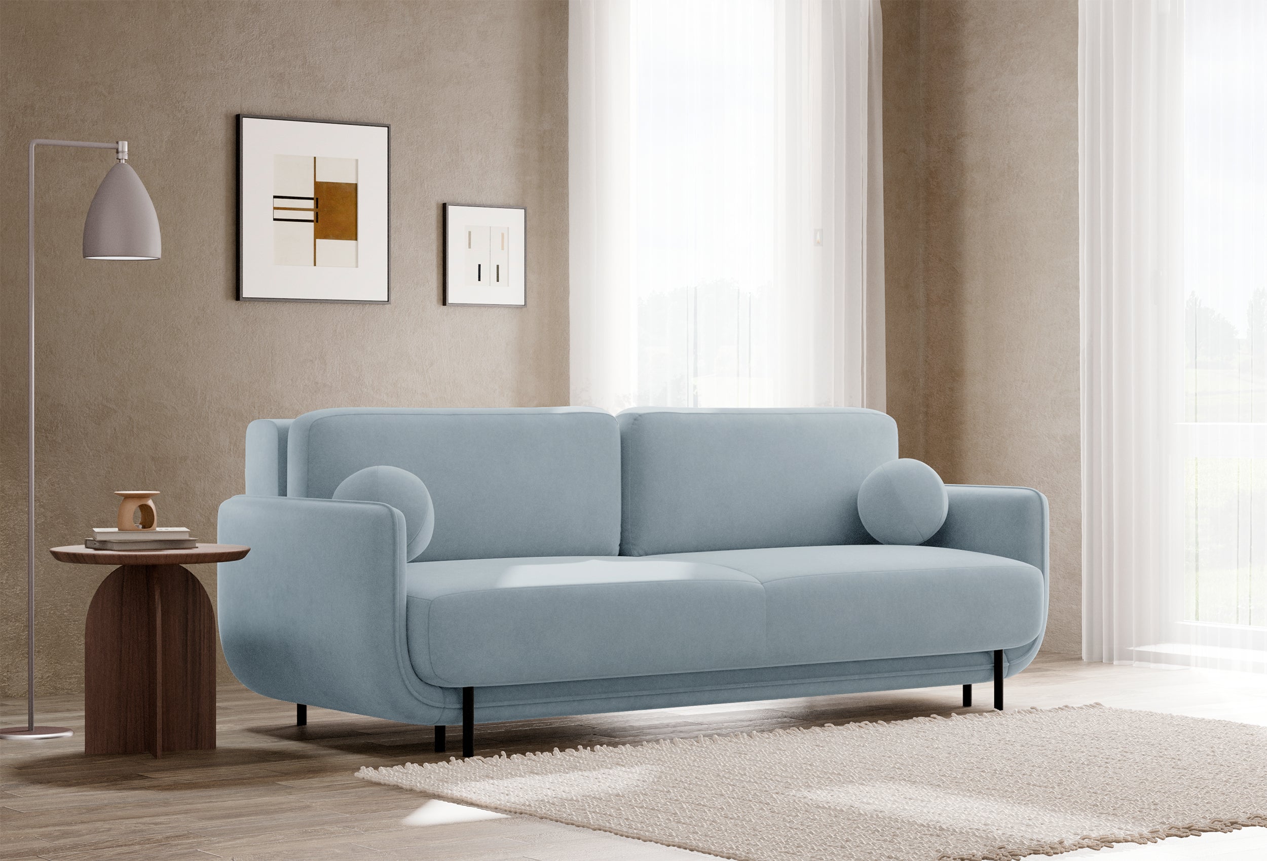 selsey-dreisitziges-schlafsofa-ovals-hellblauer-samt-ausklappbar image 2