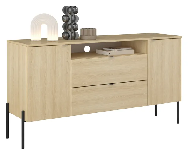 selsey-ore-zweit-rige-kommode-140-cm-mit-zwei-schubladen-lindberg-eiche image 1