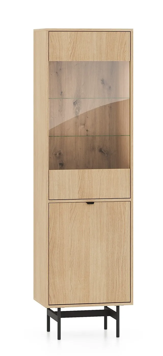 selsey-reynos-eint-rige-vitrine-54-cm-eiche-mavelie-verglast image 1