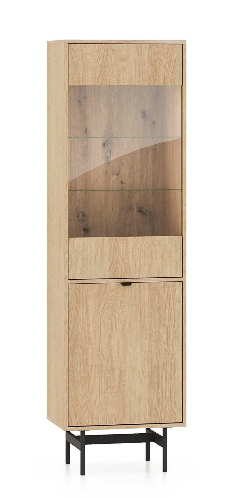 selsey-reynos-eint-rige-vitrine-54-cm-eiche-mavelie-verglast image 1
