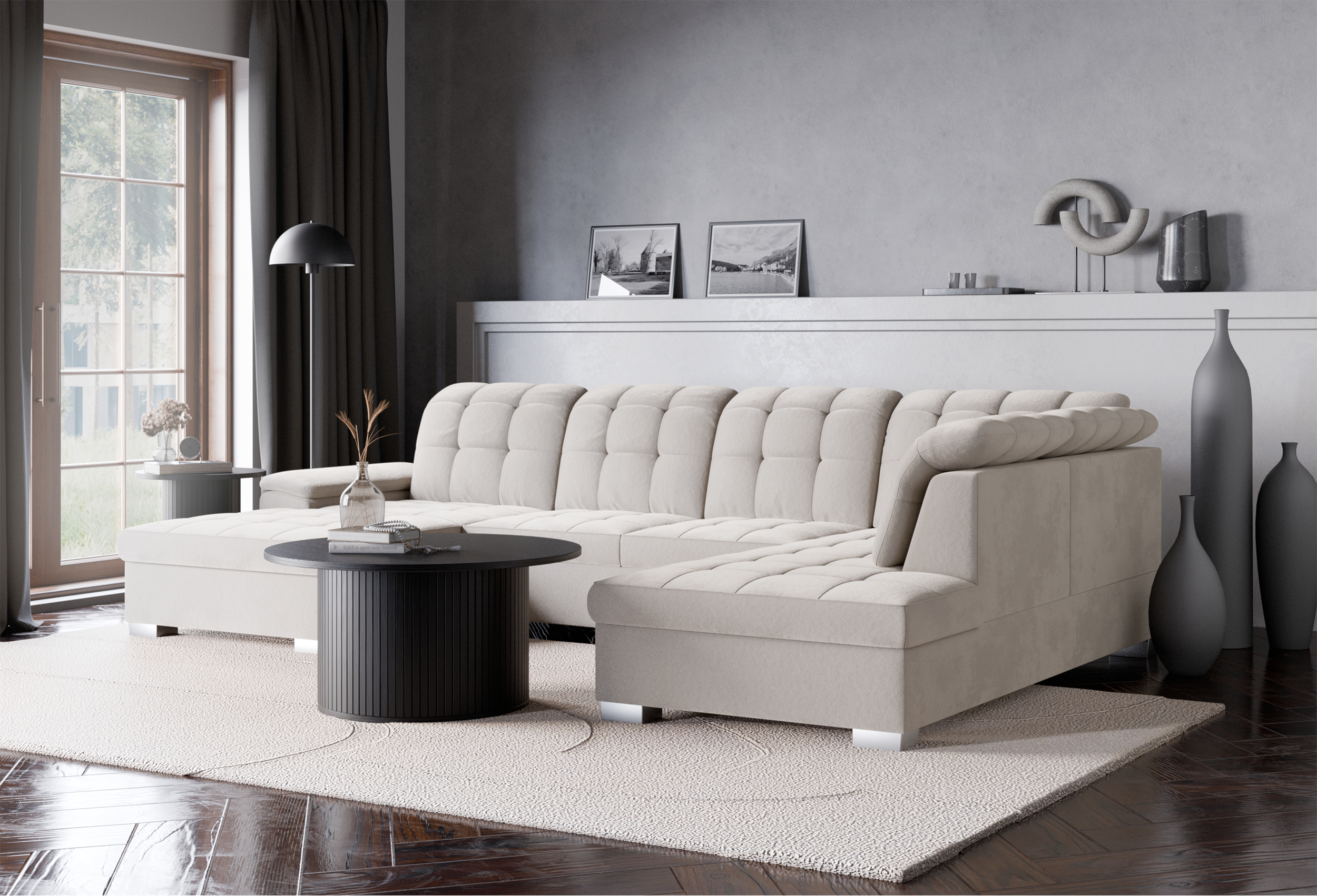 selsey-jamaal-ecksofa-u-f-rmig-linksseitig-mit-schlaffunktion-und-stauraum-grau- image 3