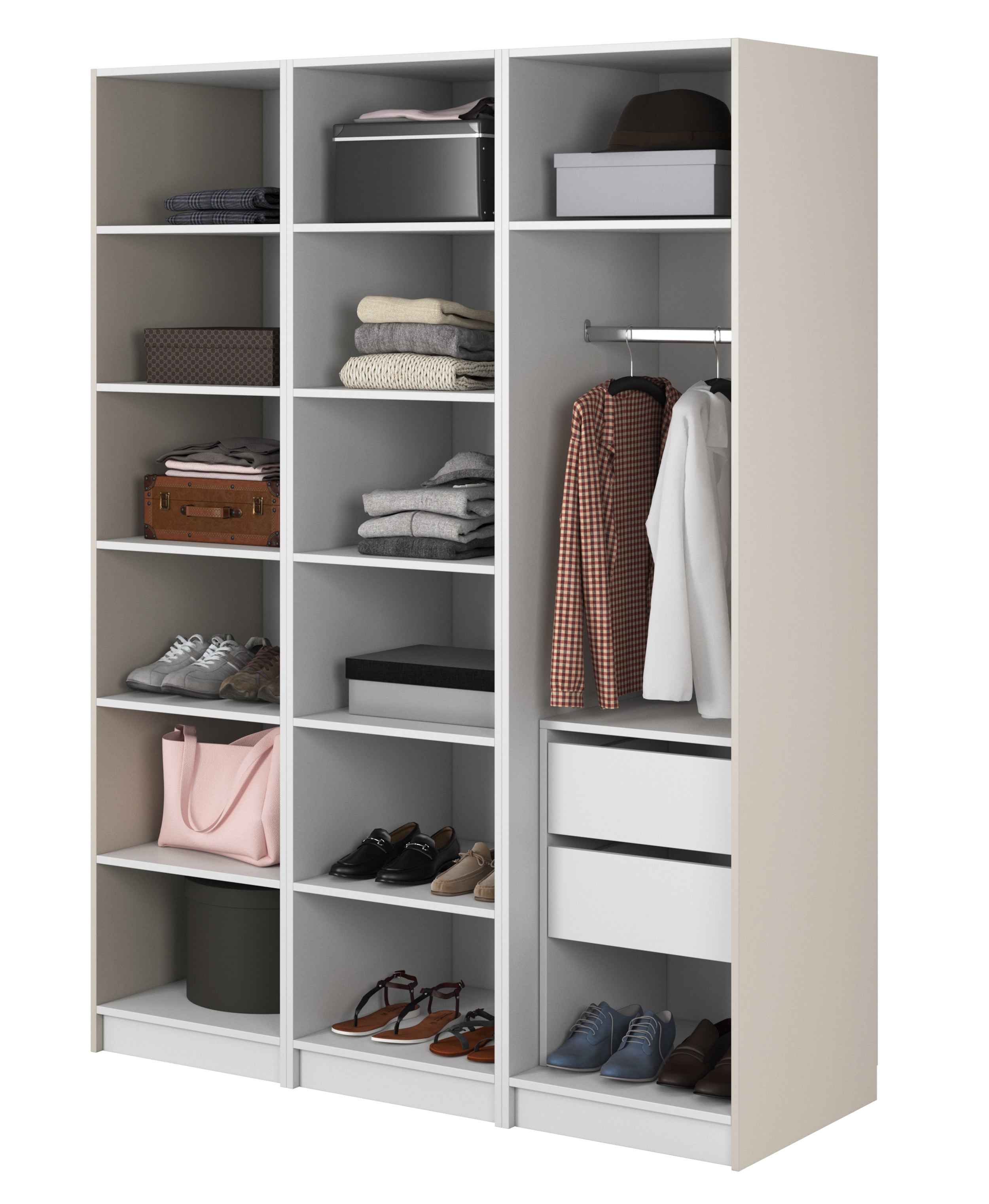 selsey-frame-dreht-renschrank-150-cm-grau-beige-mit-kleiderstange-und-regalen image 3