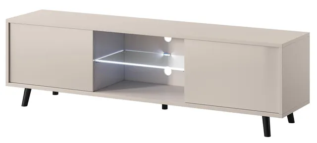 selsey-lefyr-tv-schrank-140-cm-grau-beige-mit-led image 1