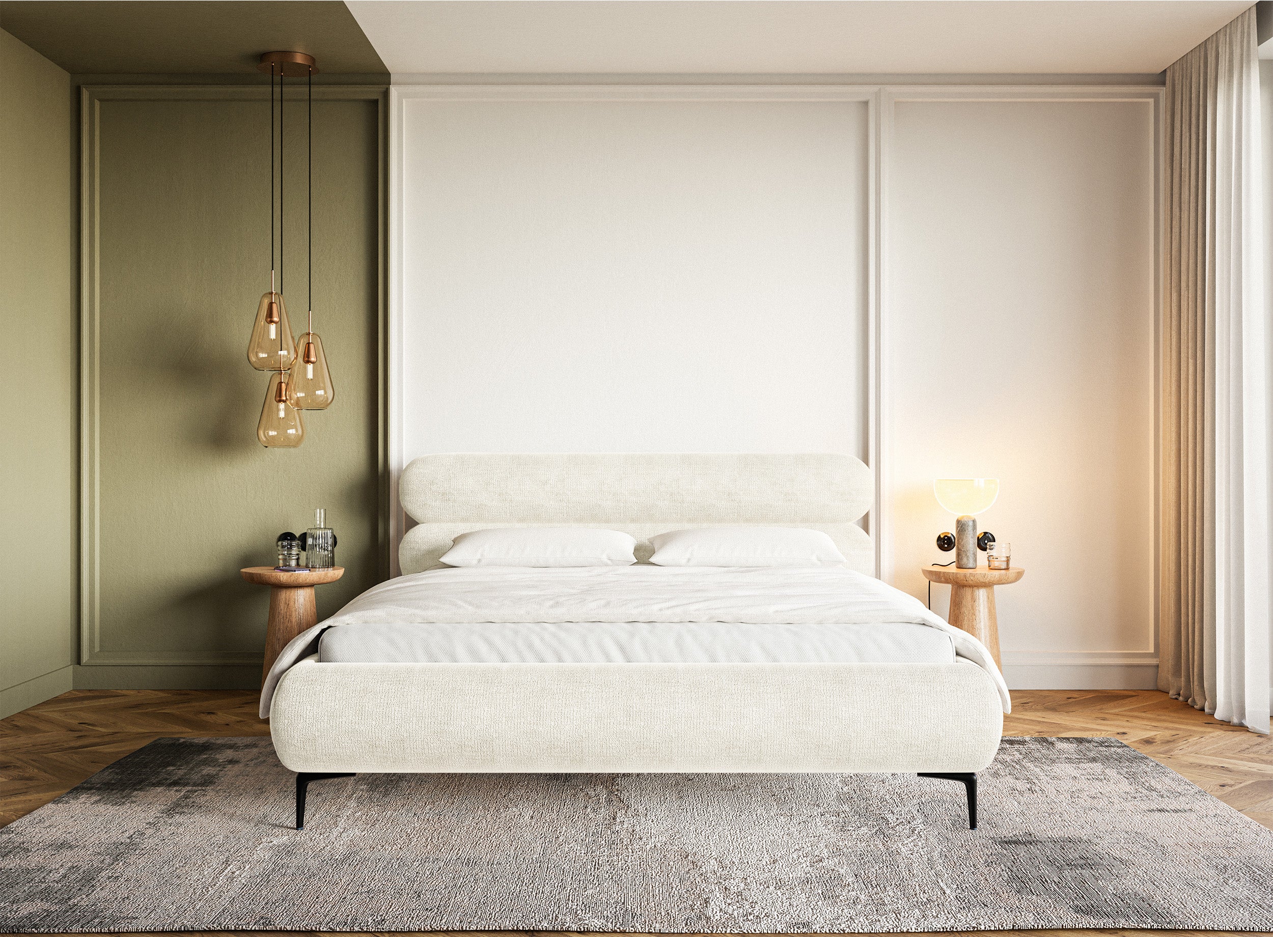selsey-roule-polsterbett-160x200-cm-creme-chenille-mit-schwarzen-f-en image 2