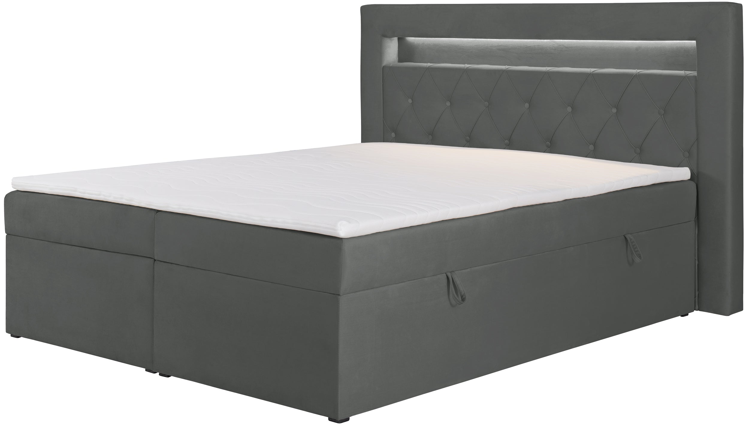 selsey-goldess-boxspringbett-140x200-cm-mit-stauraum-und-led-dunkelgrauer-samt image 1