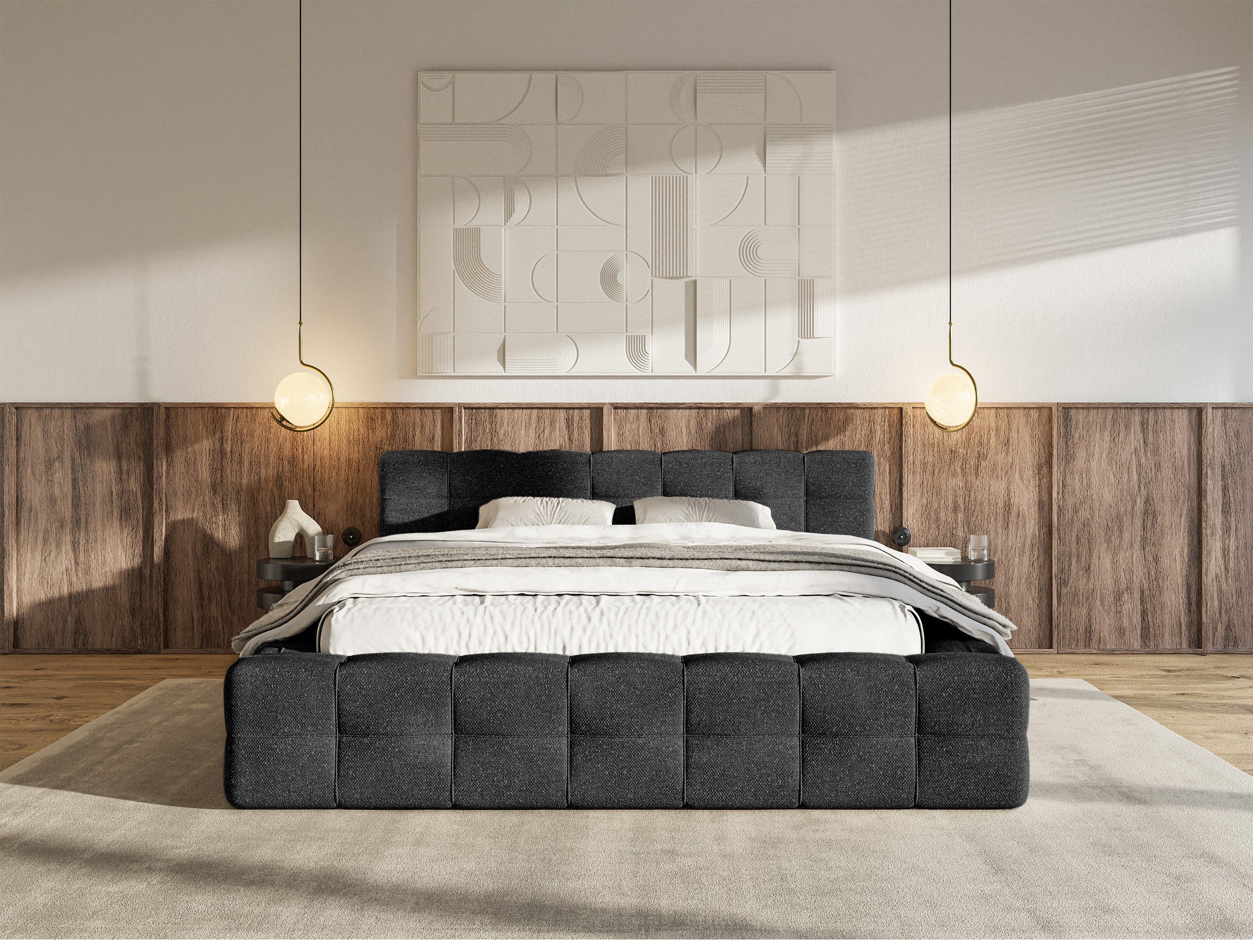 selsey-puffly-gepolstertes-bett-140x200-cm-mit-stauraum-schwarzer-metallrahmen-c image 3