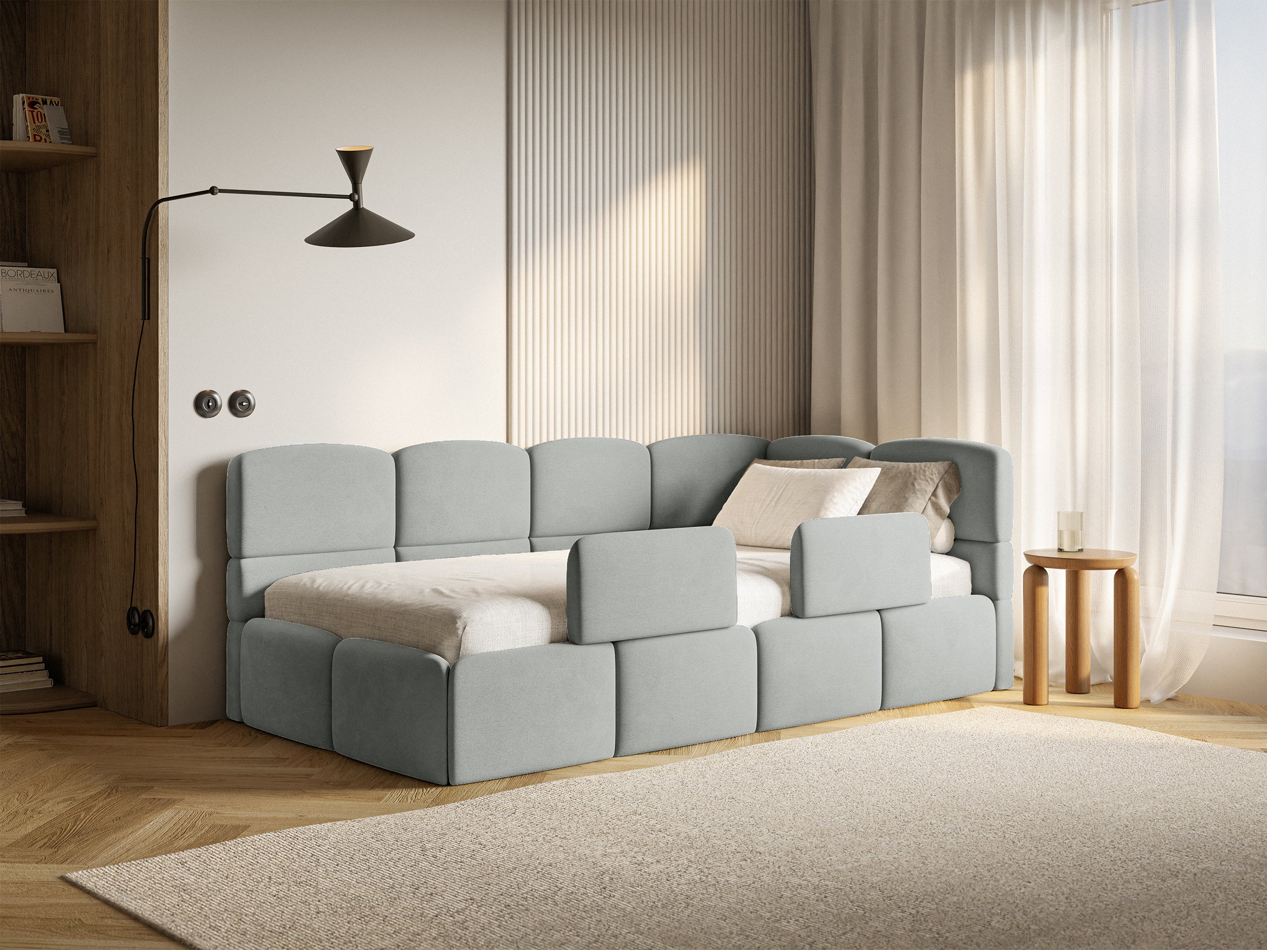 selsey-cloudy-jugendbett-90x200-cm-rechts-mit-stauraum-grauer-velours image 2