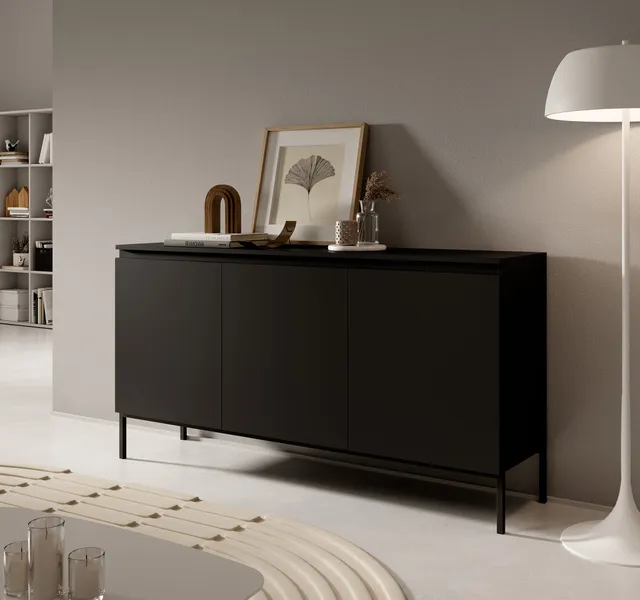 selsey-bemmi-dreht-r-kommode-150-cm-schwarz-mit-schwarzen-beinen image 1