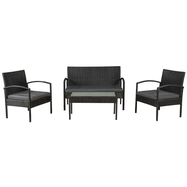 juskys-polyrattan-sitzgruppe-trinidad-4-teilig-f-r-4-personen-schwarz-grau image 1