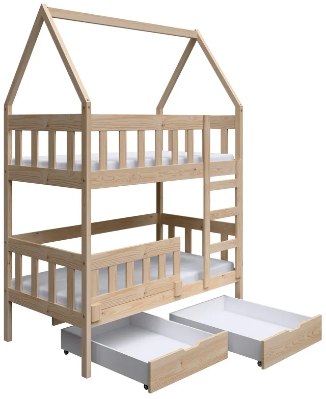selsey-vistena-etagenbett-75x180-cm-hausform-kiefernholz-mit-matratzen-und-schub image 1