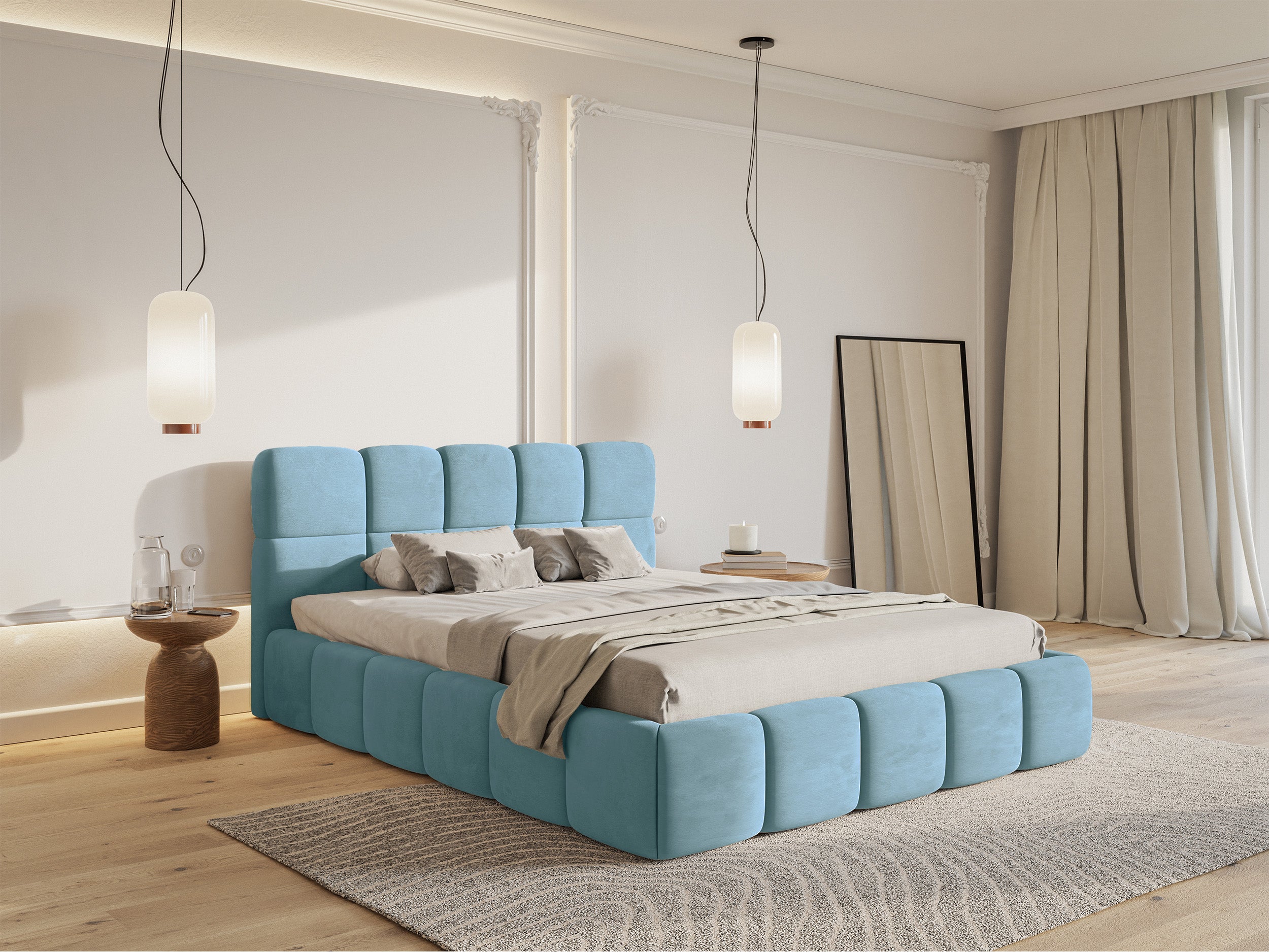 selsey-cloudy-polsterbett-120x200-cm-mit-stauraum-metallrahmen-hellblauer-velour image 2