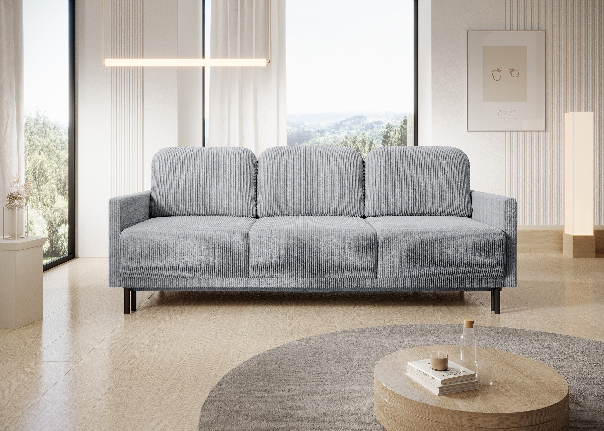 selsey-hamiel-3-sitzer-sofa-ausklappbar-hellgrau-cord-mit-stauraum image 2