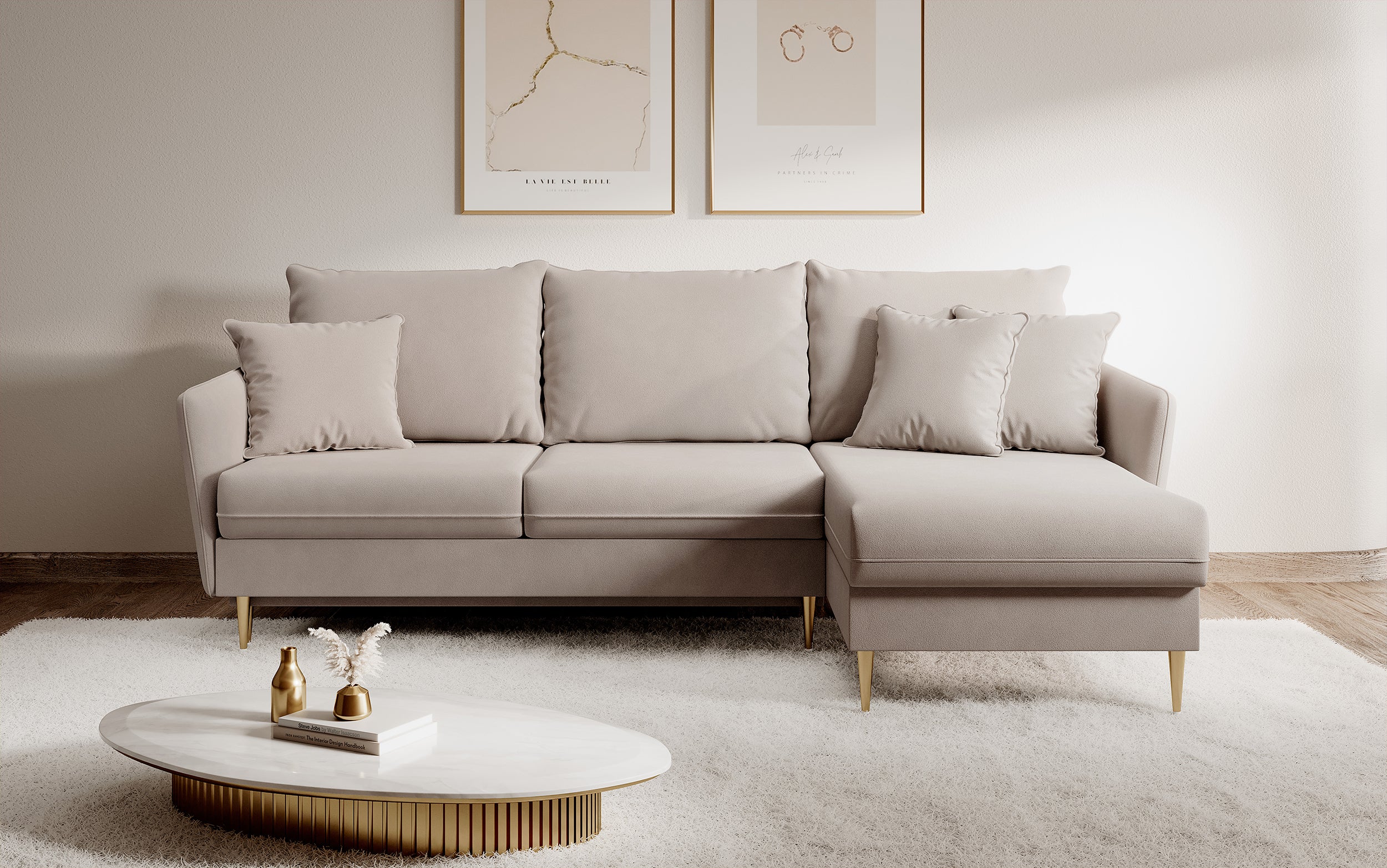 selsey-volio-ecksofa-mit-schlaffunktion-beiger-wasserabweisender-samt-goldene-be image 6