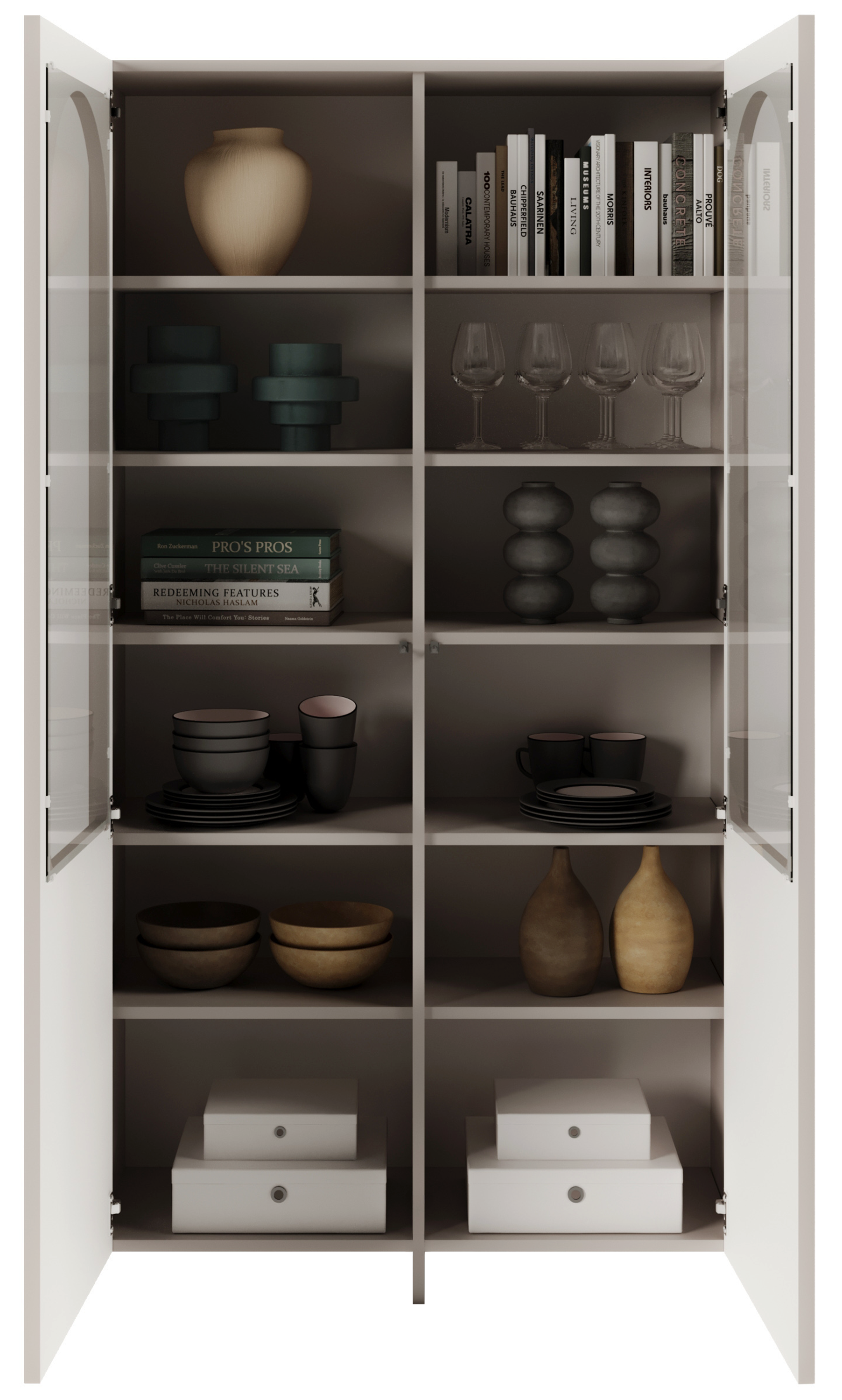 selsey-arkadia-zweifl-gelige-vitrine-100-cm-kaschmir-gefr-ste-verglaste-fronten image 3