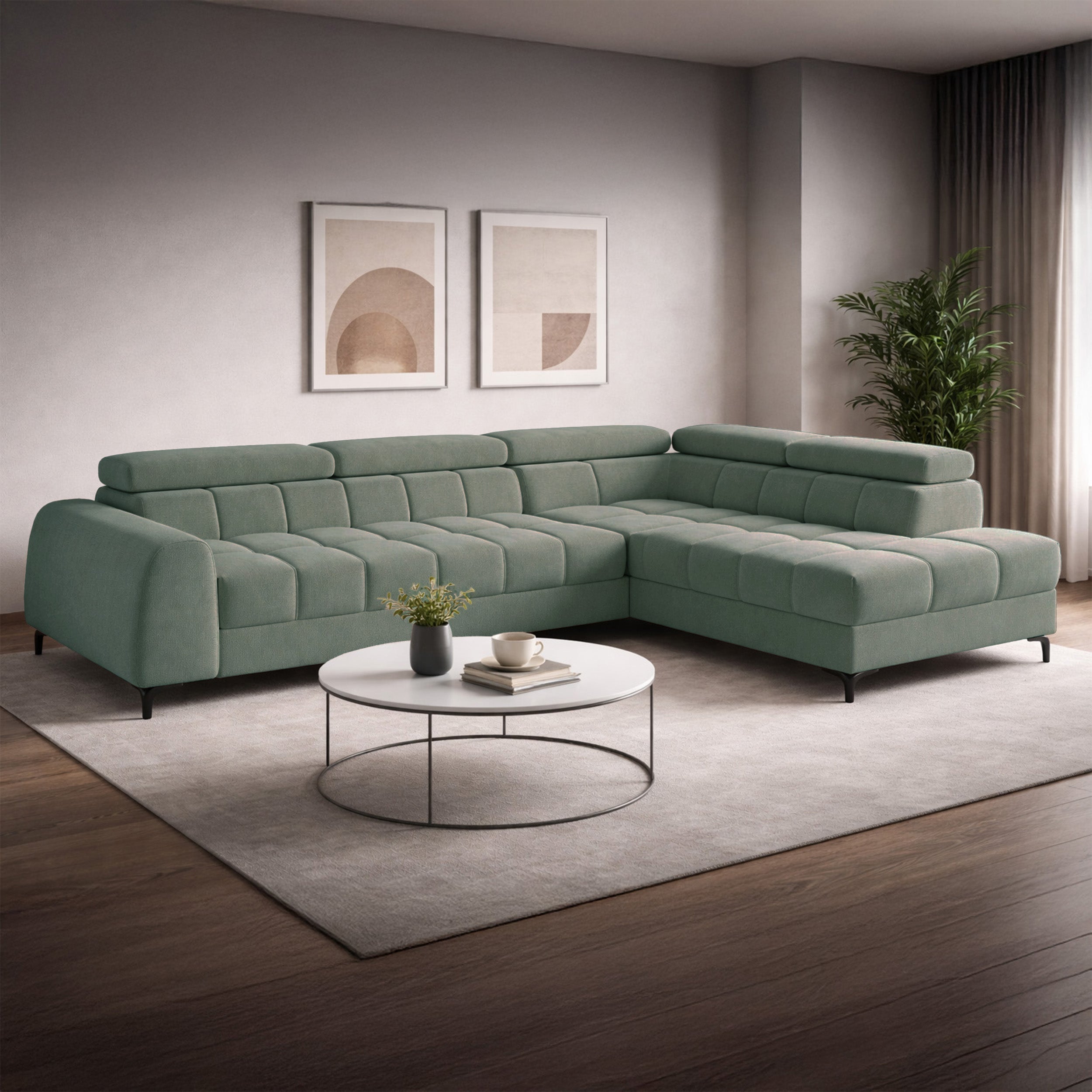 selsey-arellio-ecksofa-mit-schlaffunktion-l-form-rechts-salbeigr-ner-chenille-mi image 2
