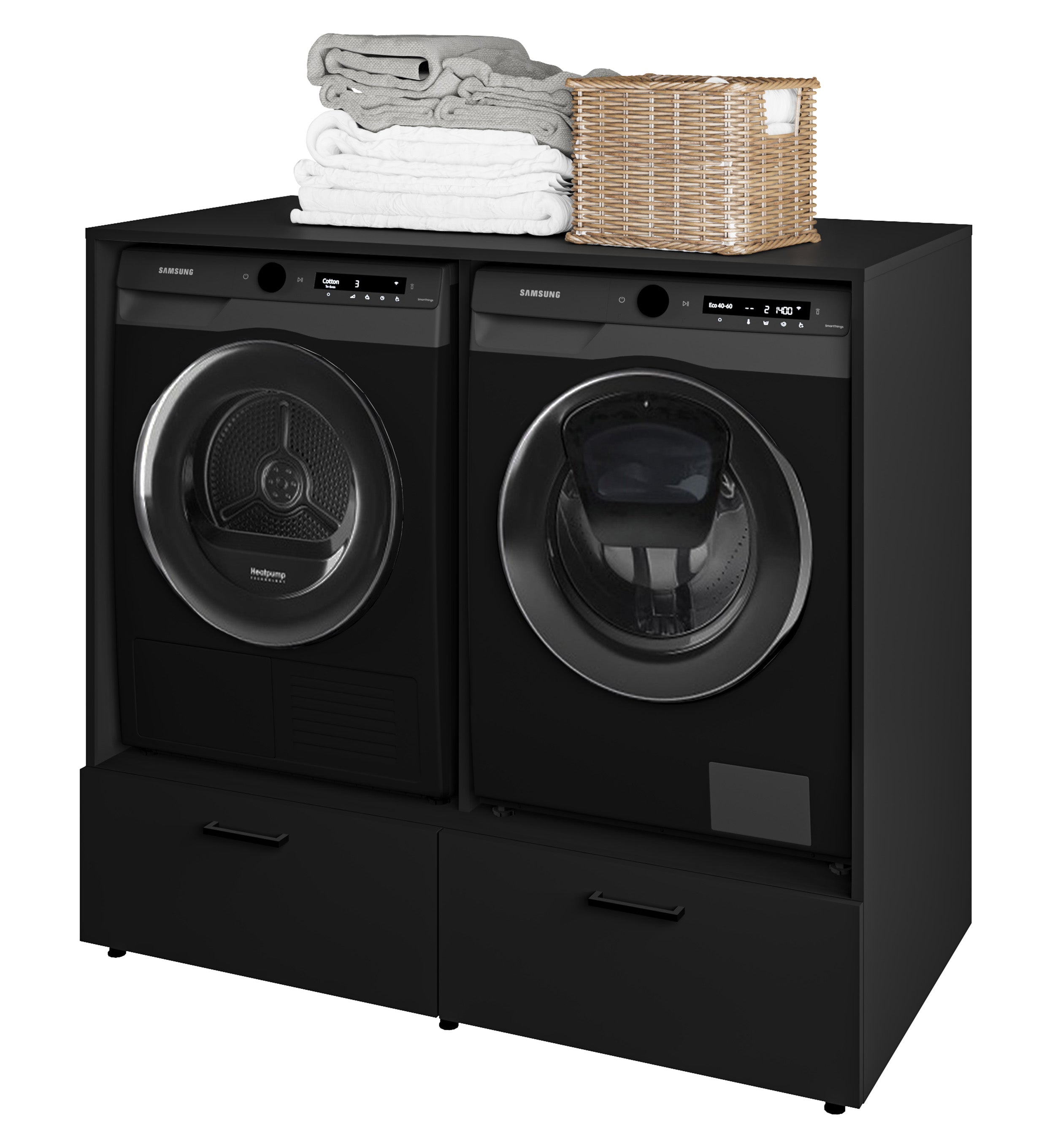 selsey-rosa-schrank-f-r-waschmaschine-und-trockner-mit-2-schubladen-schwarz-onyx image 5