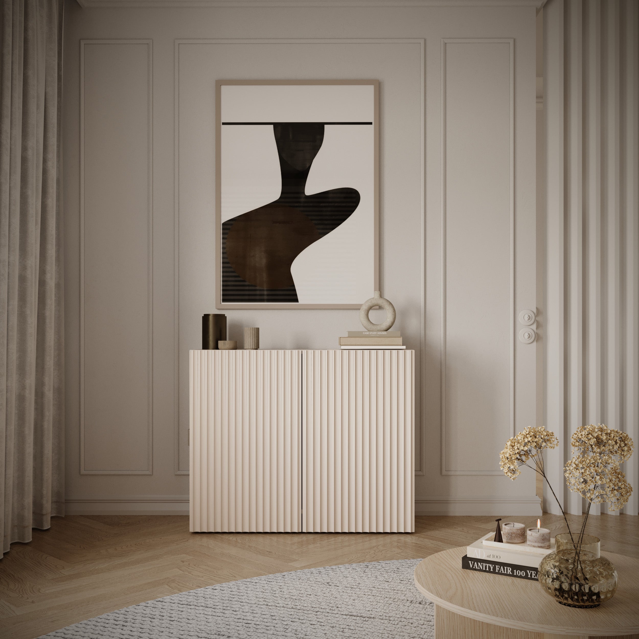 selsey-sunds-zweit-rige-kommode-100-cm-kaschmir-gerillte-fronten image 3