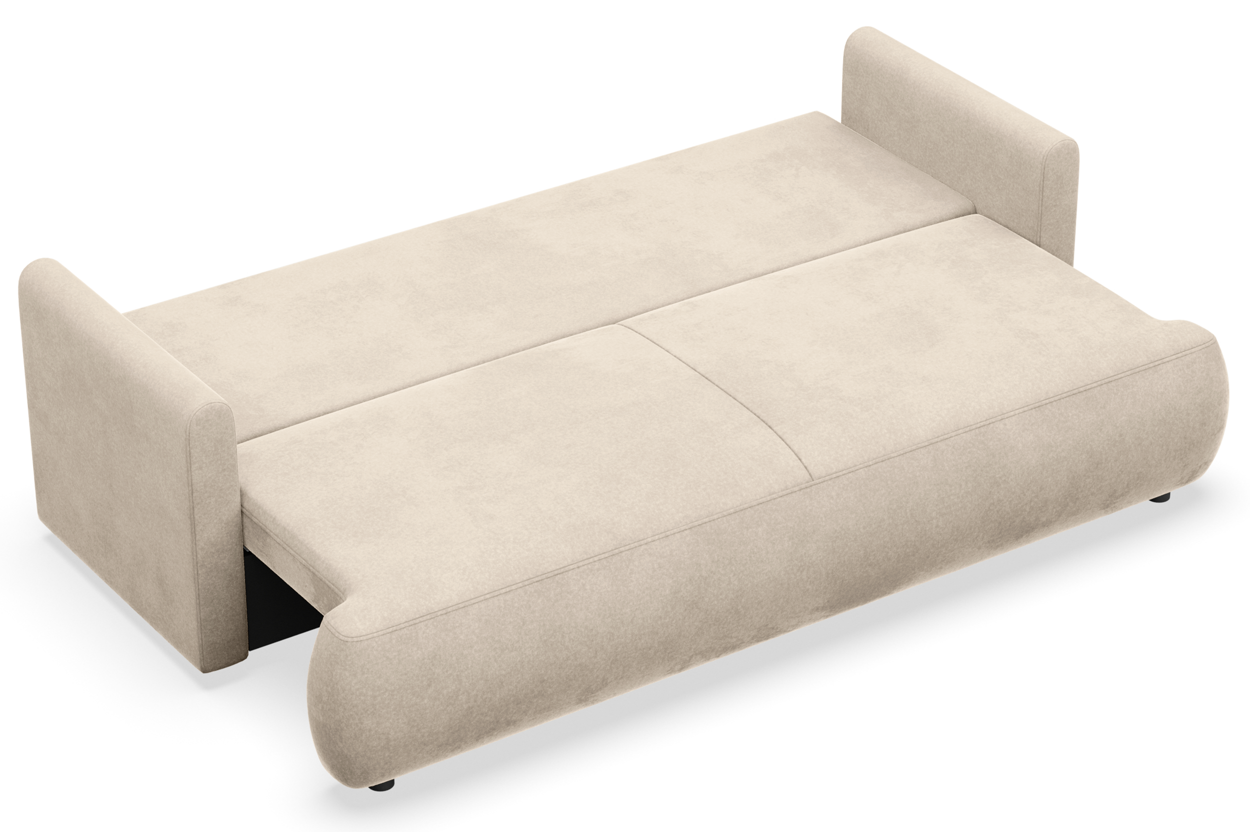 selsey-ovo-mini-drei-sitzer-schlafsofa-mit-stauraum-hellbeiger-samt image 2
