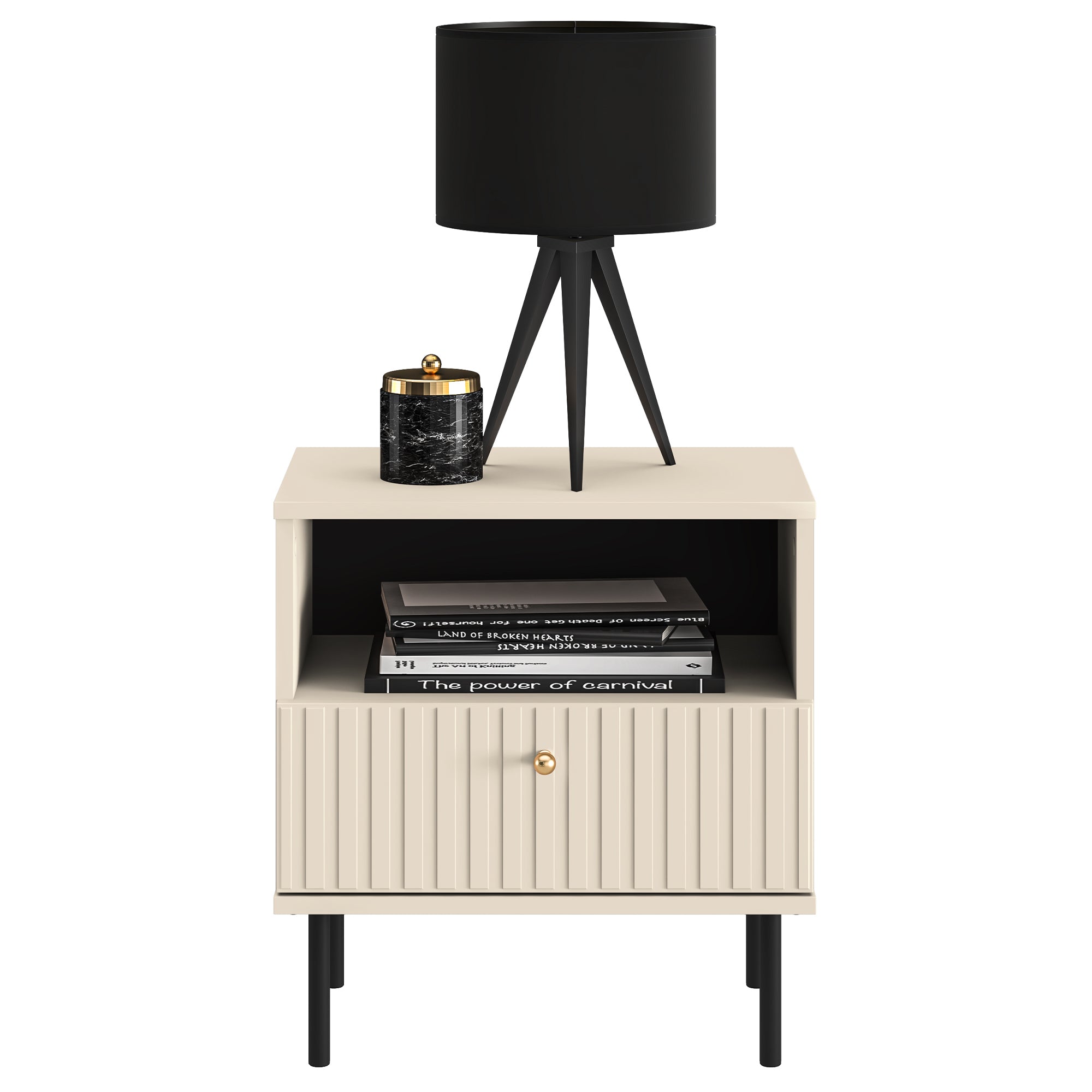 selsey-caletto-nachttisch-50-cm-mit-schublade-beige-mit-lamellen-goldener-griff image 4