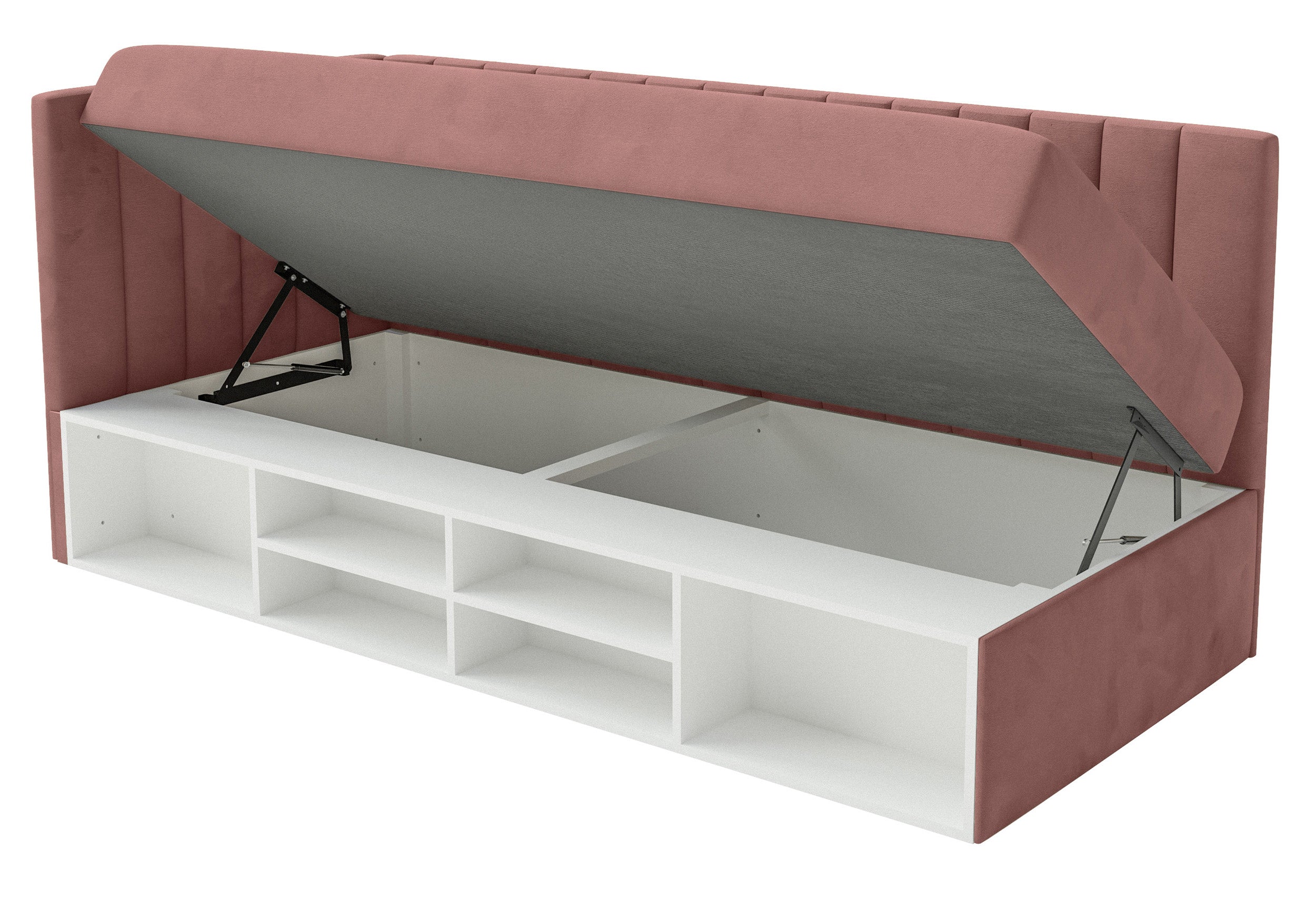 selsey-ventrio-jugendbett-90x200-cm-links-mit-stauraum-und-regalen-rosa-velours- image 7