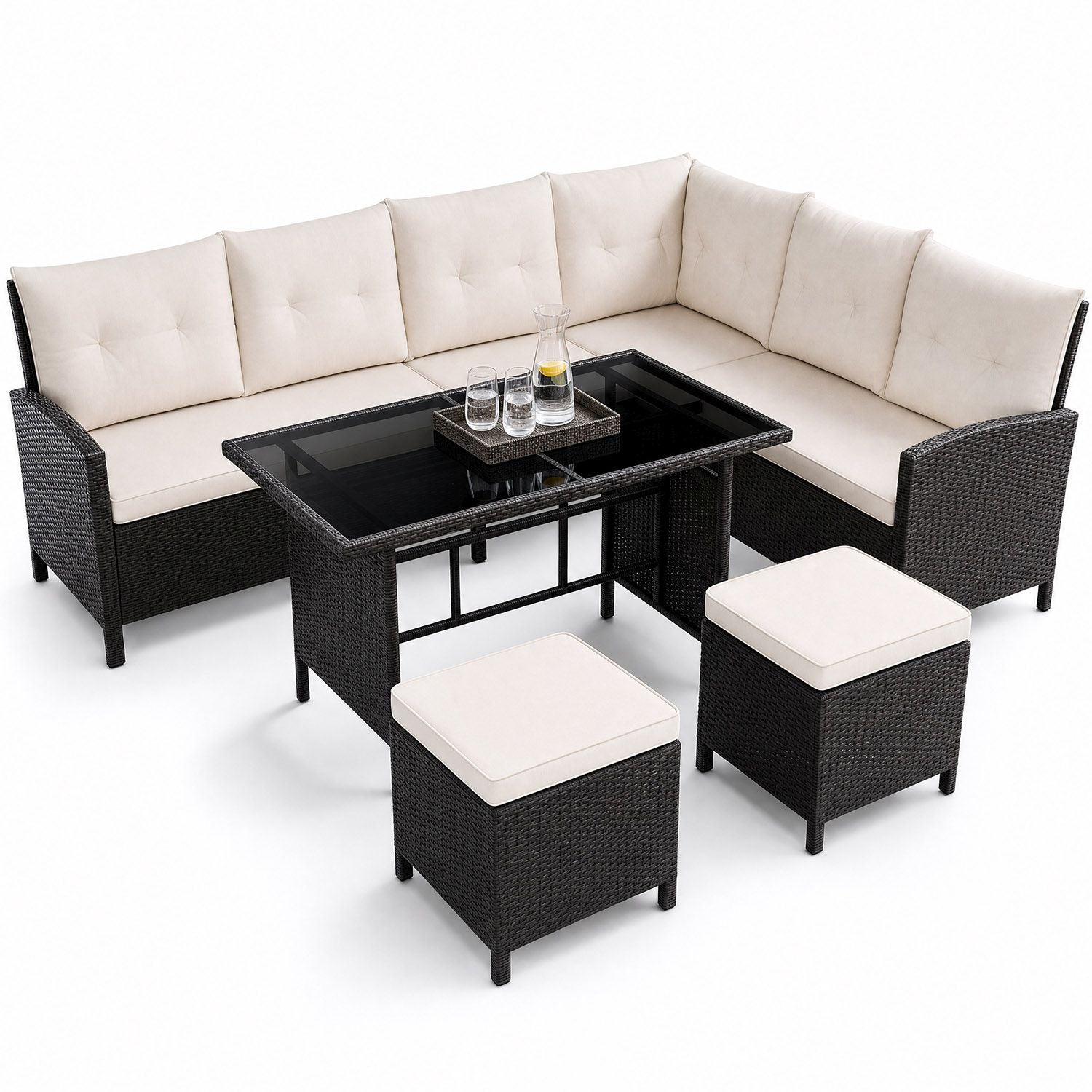 juskys-rattan-lounge-manacor-polyrattan-lounge-set-mit-sofa-tisch-2-hocker-schwa image 8