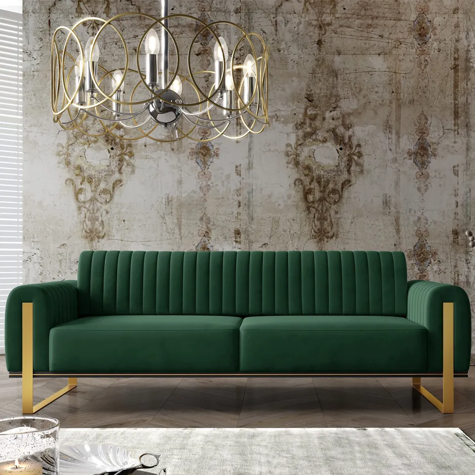 selsey-parissa-drei-sitzer-sofa-gr-ner-samt-glamour image 1